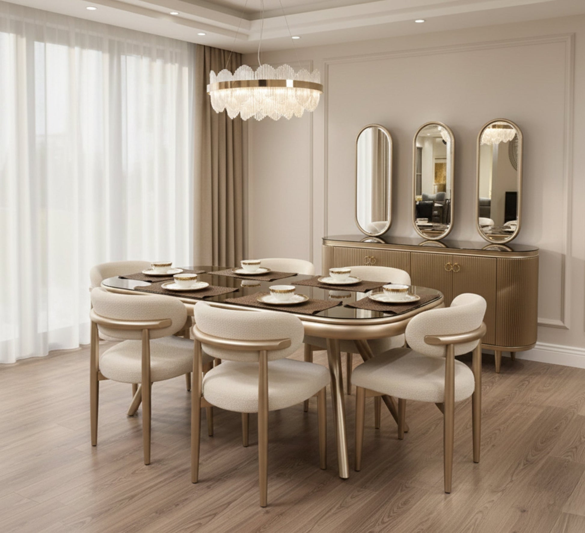 Luxury dining set with a modern design - Vitrine Furniture - Furniture