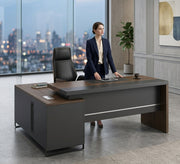 Luxury gray L - shaped executive desk - Vitrine Furniture - Desks