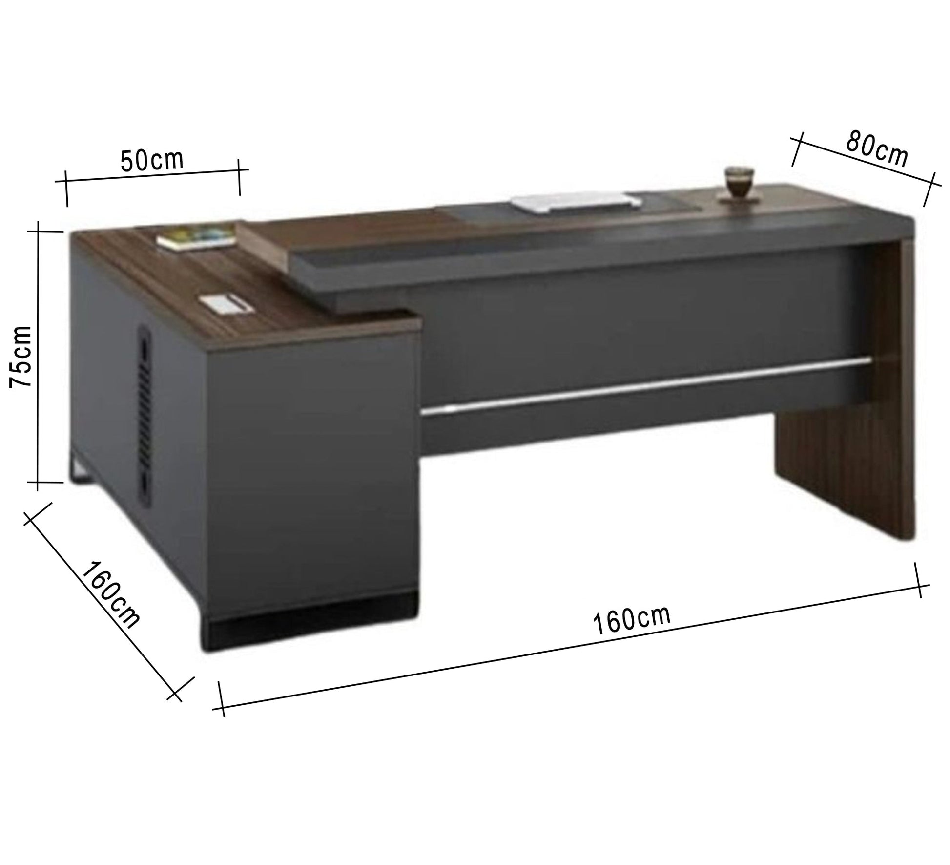Luxury gray L - shaped executive desk - Vitrine Furniture - Furniture