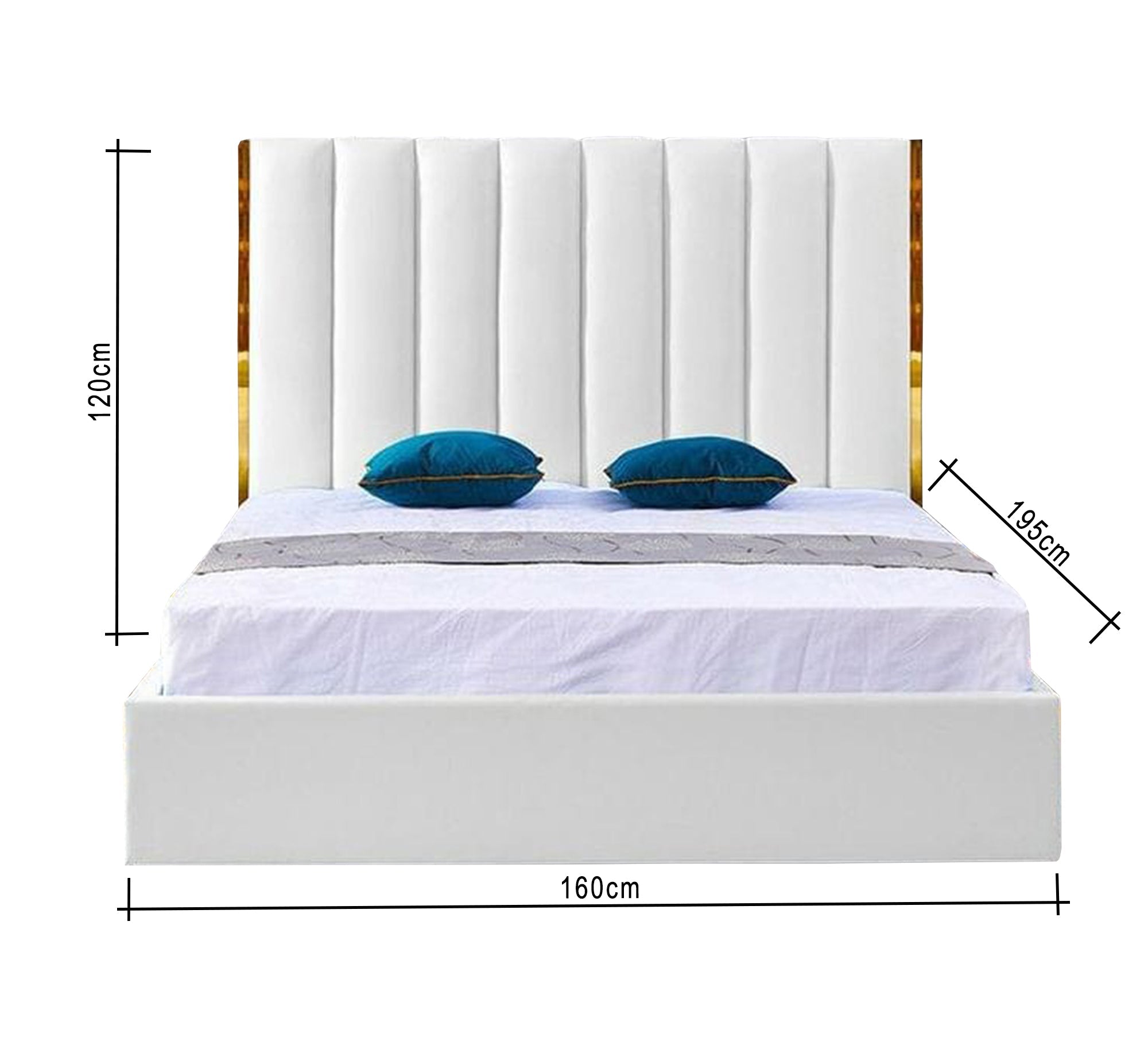 Luxury off - white upholstered bed - Vitrine Furniture - Furniture