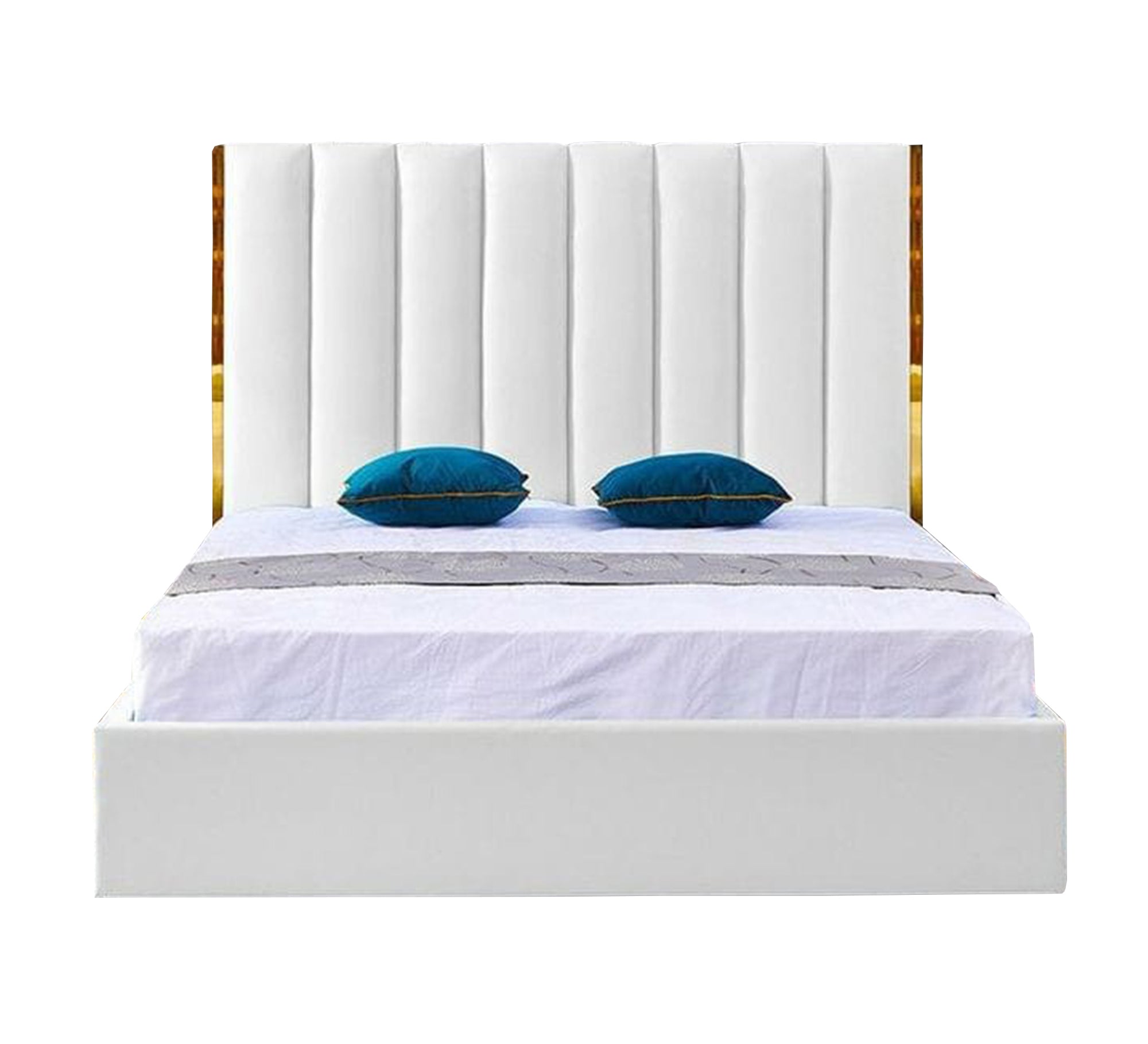 Luxury off - white upholstered bed - Vitrine Furniture - Furniture