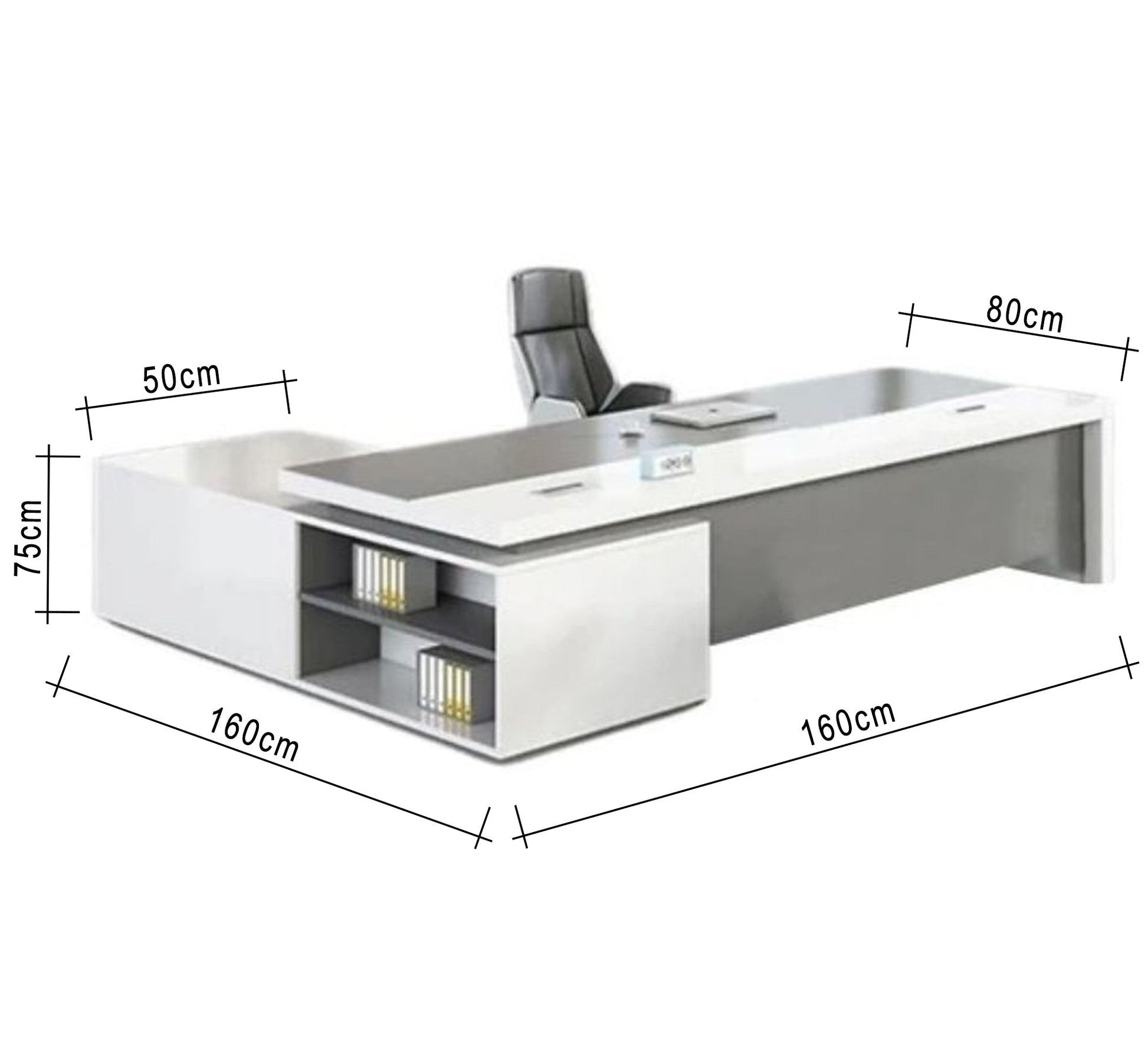 Luxury white L - shaped executive desk - Vitrine Furniture - Furniture