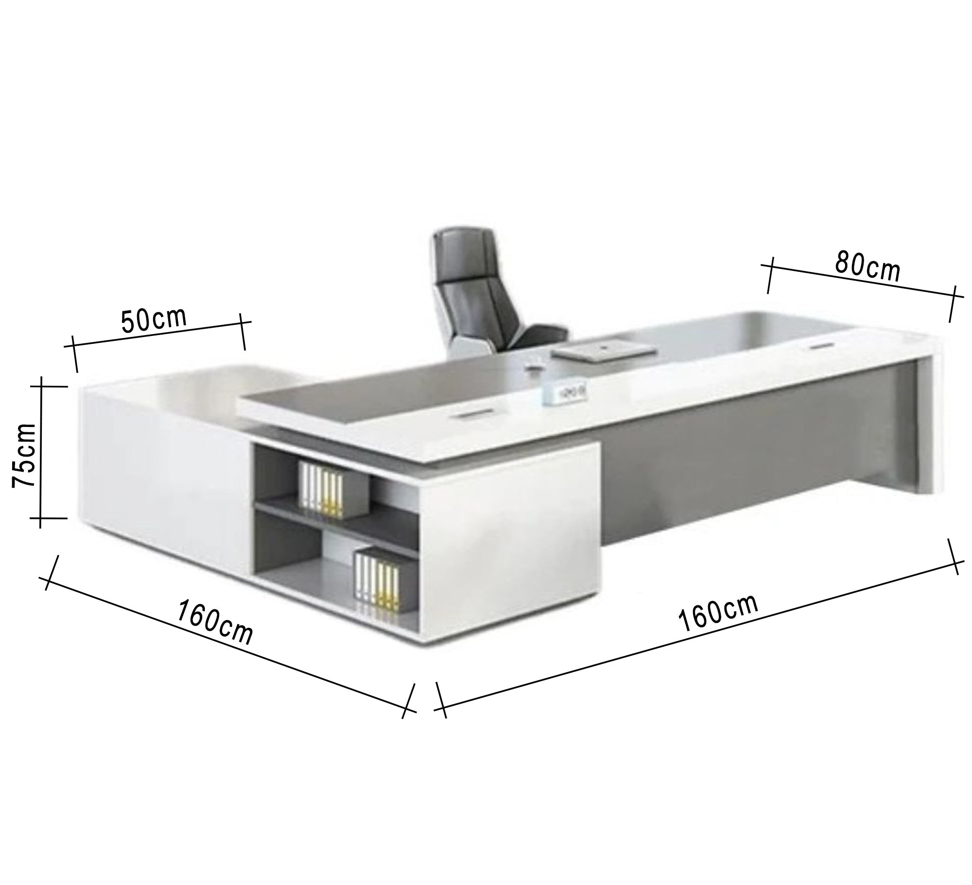 Luxury white L - shaped executive desk - Vitrine Furniture - Furniture