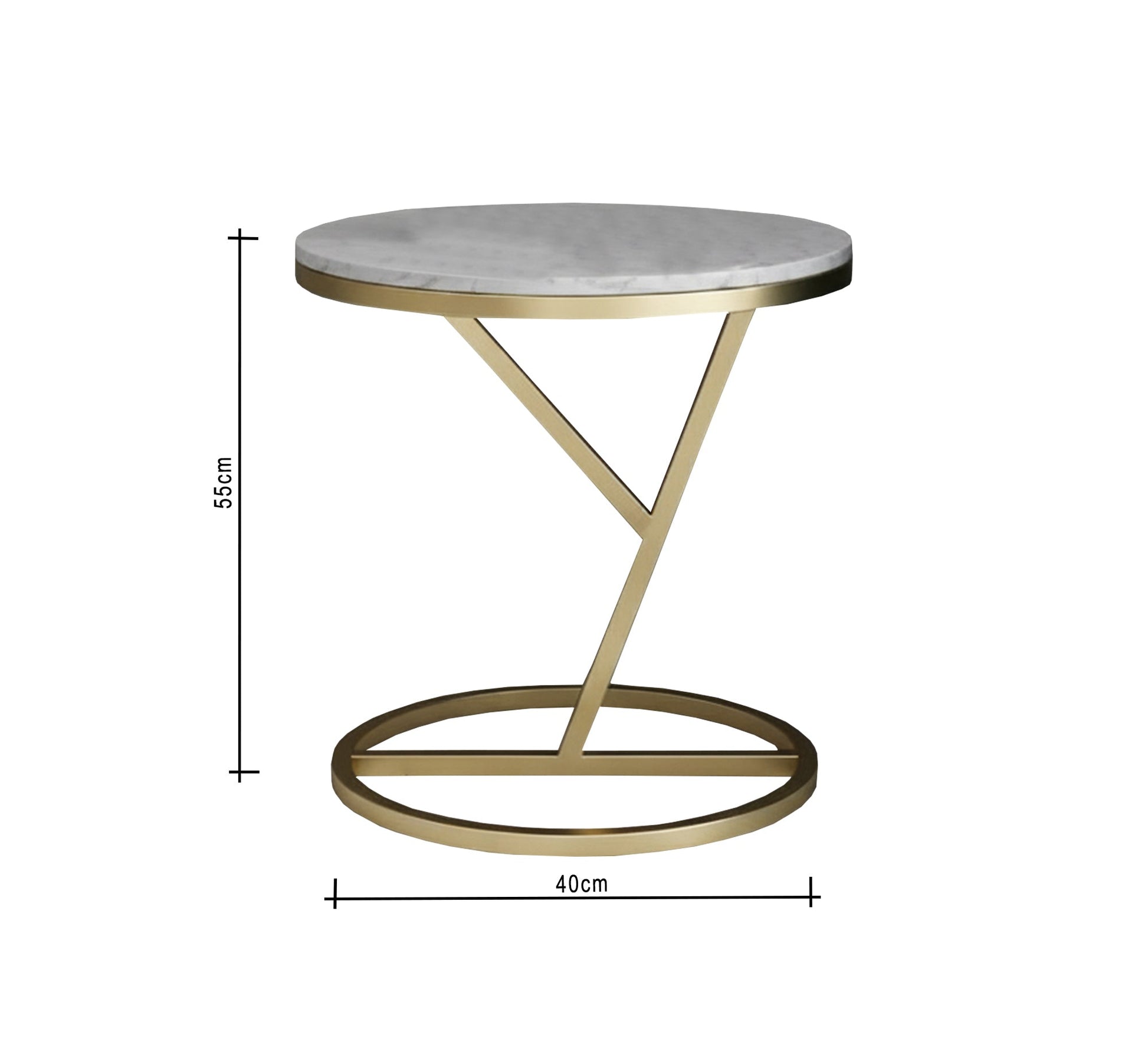 Marble side table with a zigzag gold base - Vitrine Furniture - Furniture