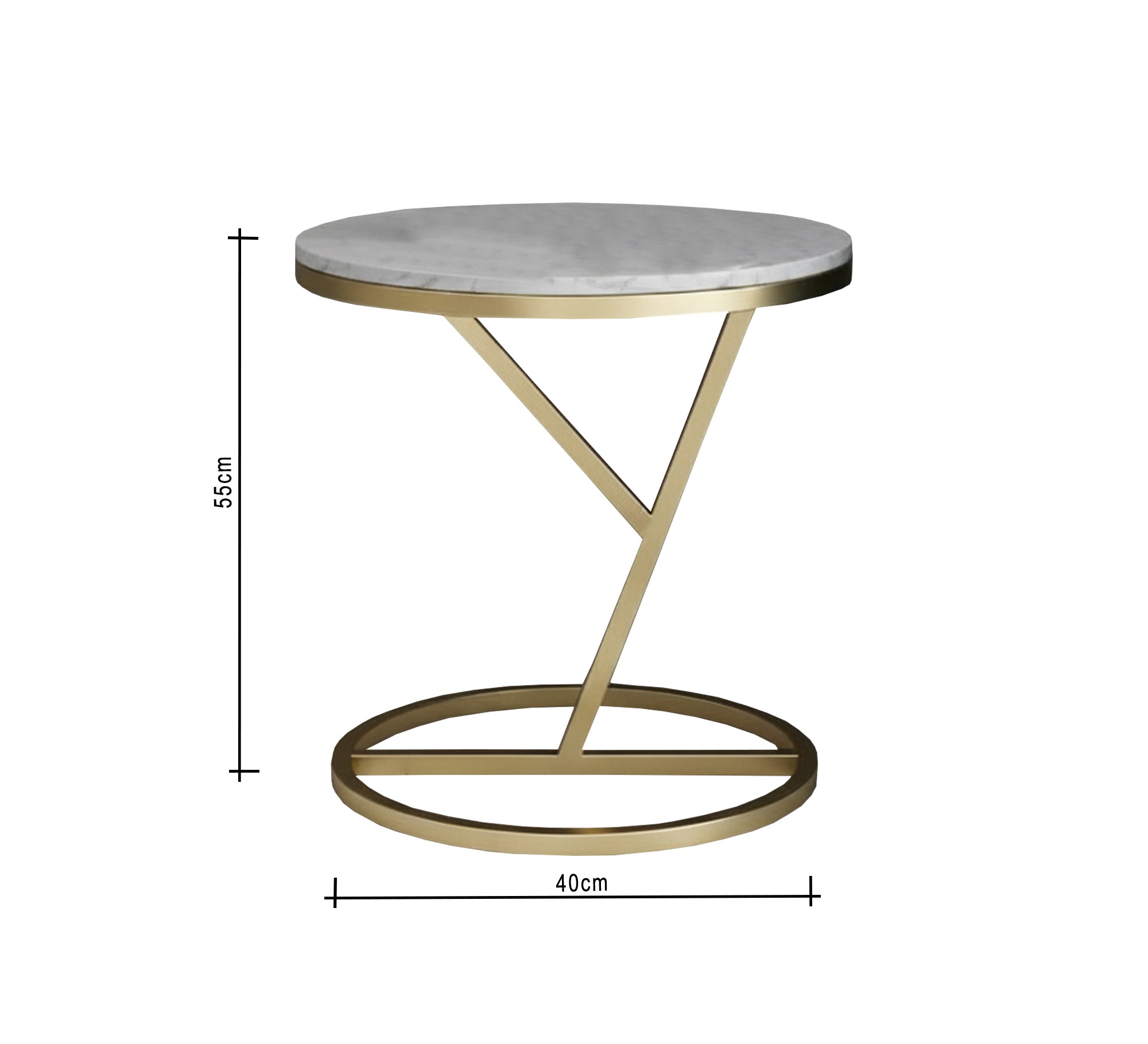 Marble side table with a zigzag gold base - Vitrine Furniture - Furniture