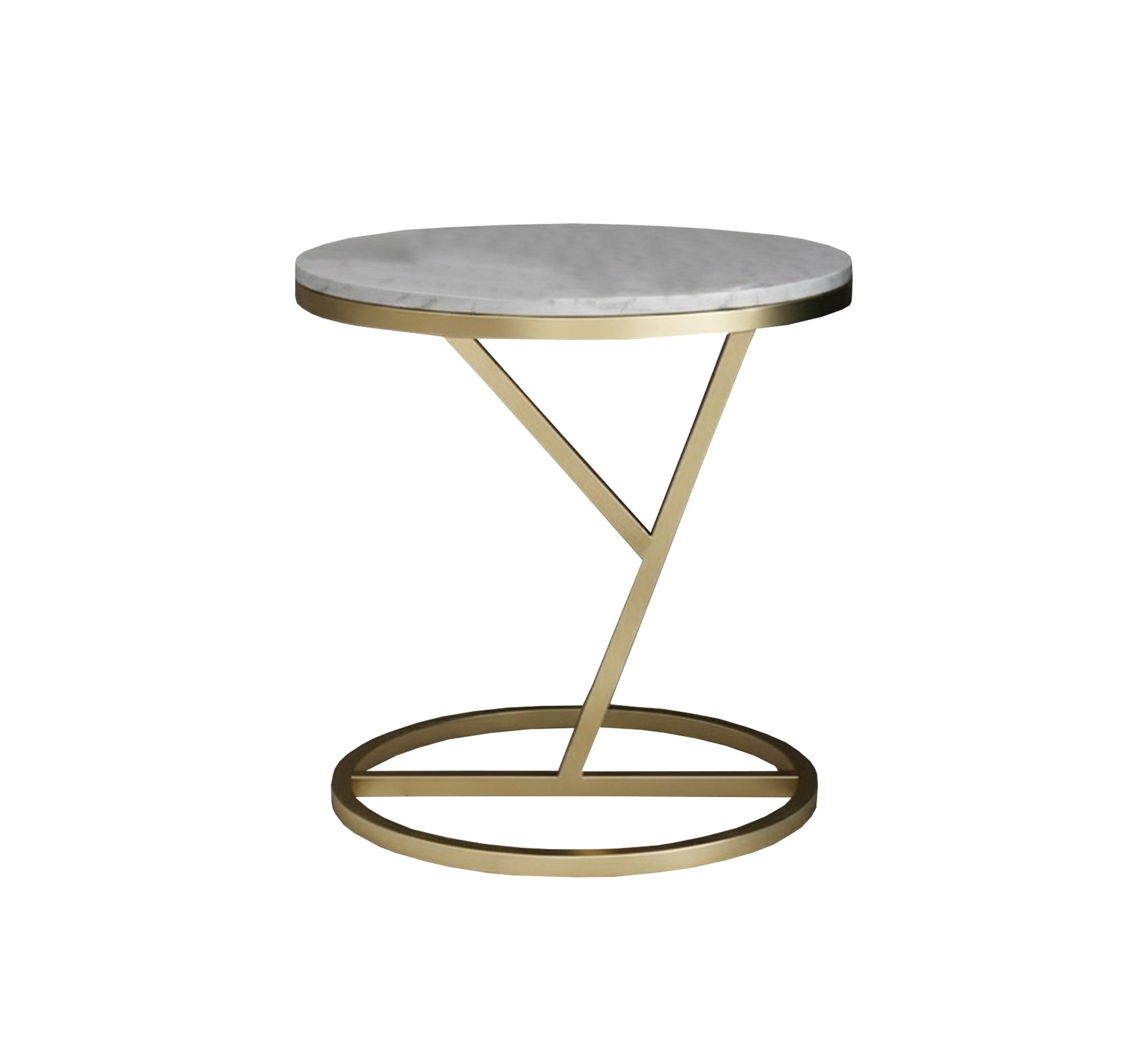 Marble side table with a zigzag gold base - Vitrine Furniture - Furniture