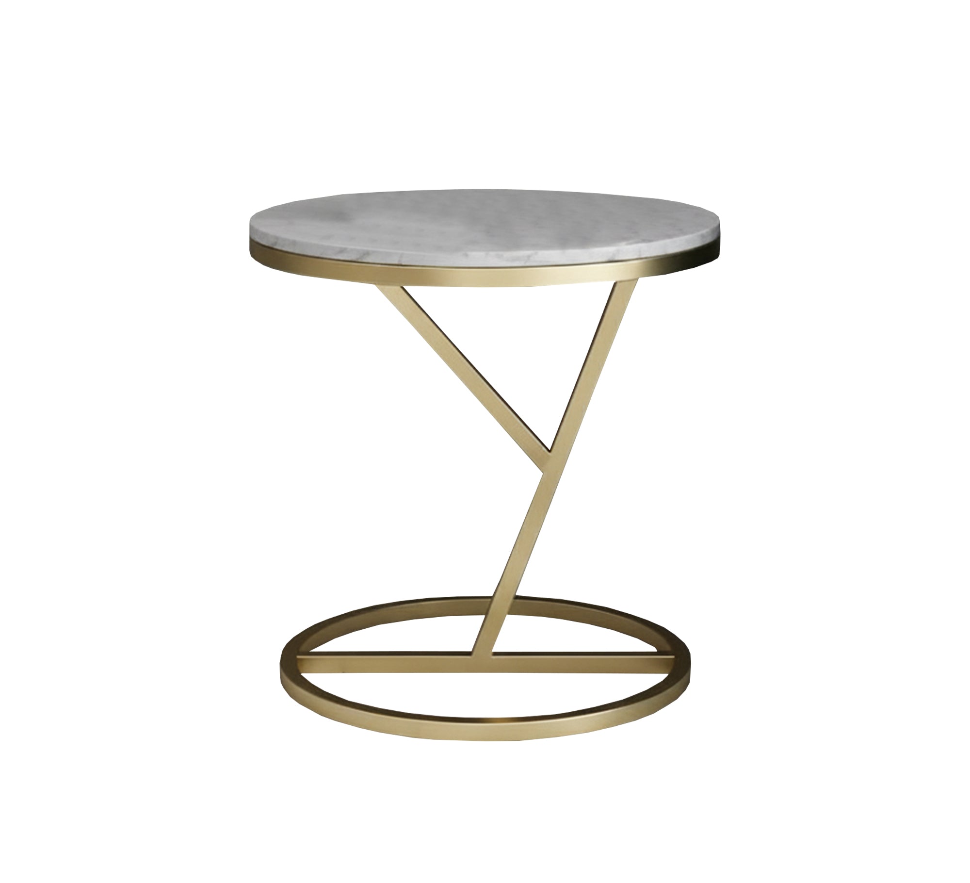Marble side table with a zigzag gold base - Vitrine Furniture - Furniture