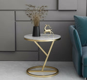 Marble side table with a zigzag gold base - Vitrine Furniture - Furniture