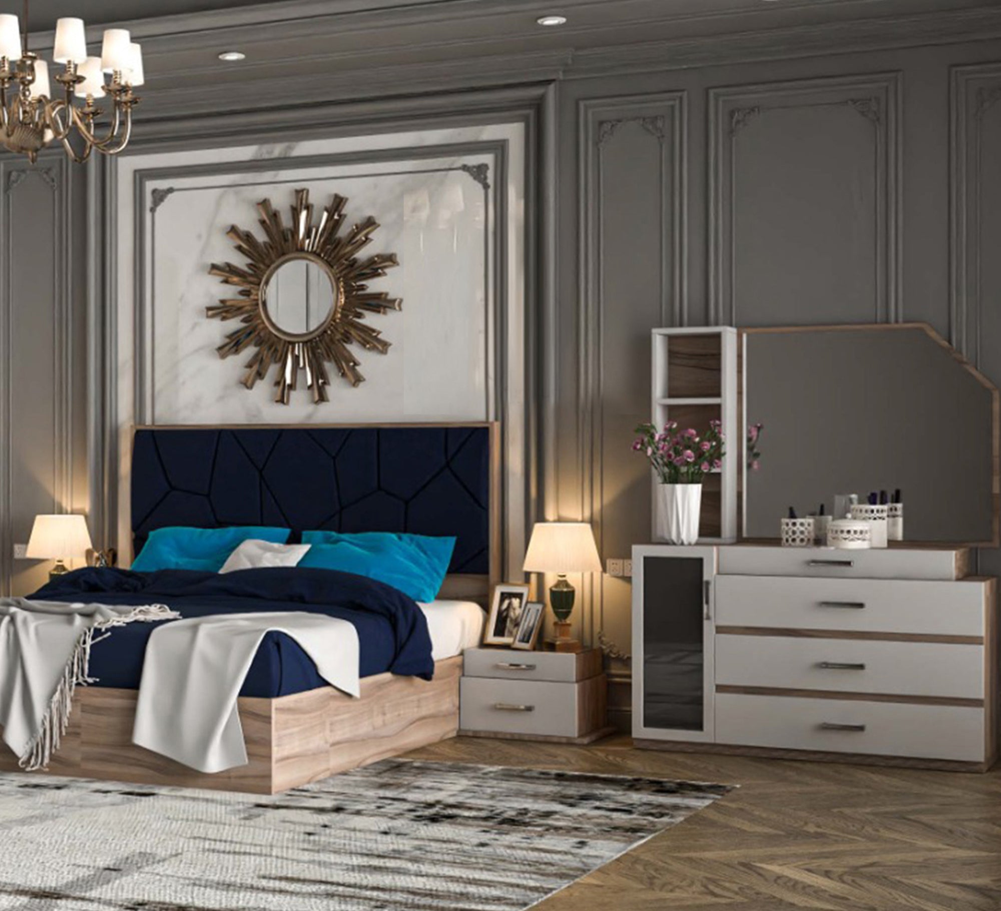 Mary white * wood coffee bedroom - Vitrine Furniture - Bed Sets