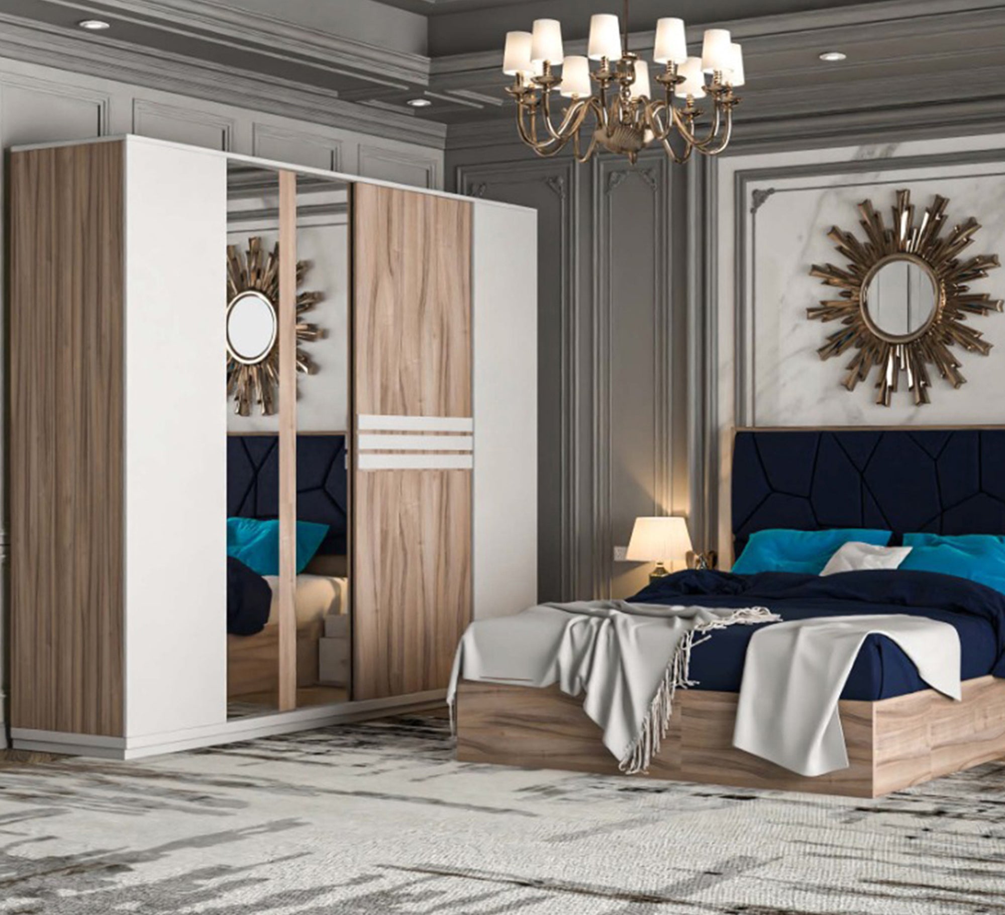Mary white * wood coffee bedroom - Vitrine Furniture - Bed Sets