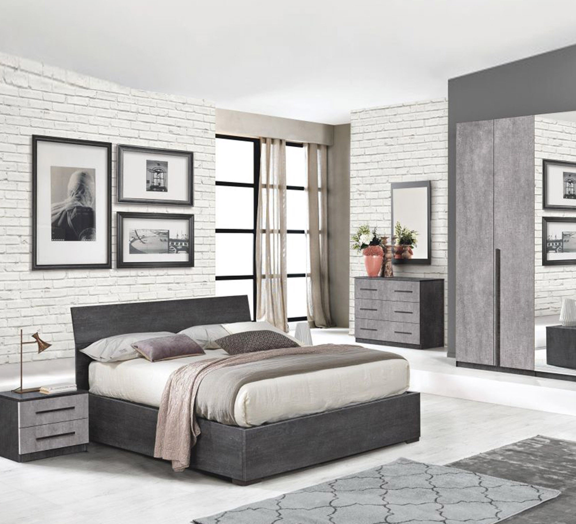 Master bedroom in shades of grey - Vitrine Furniture - Bed Sets