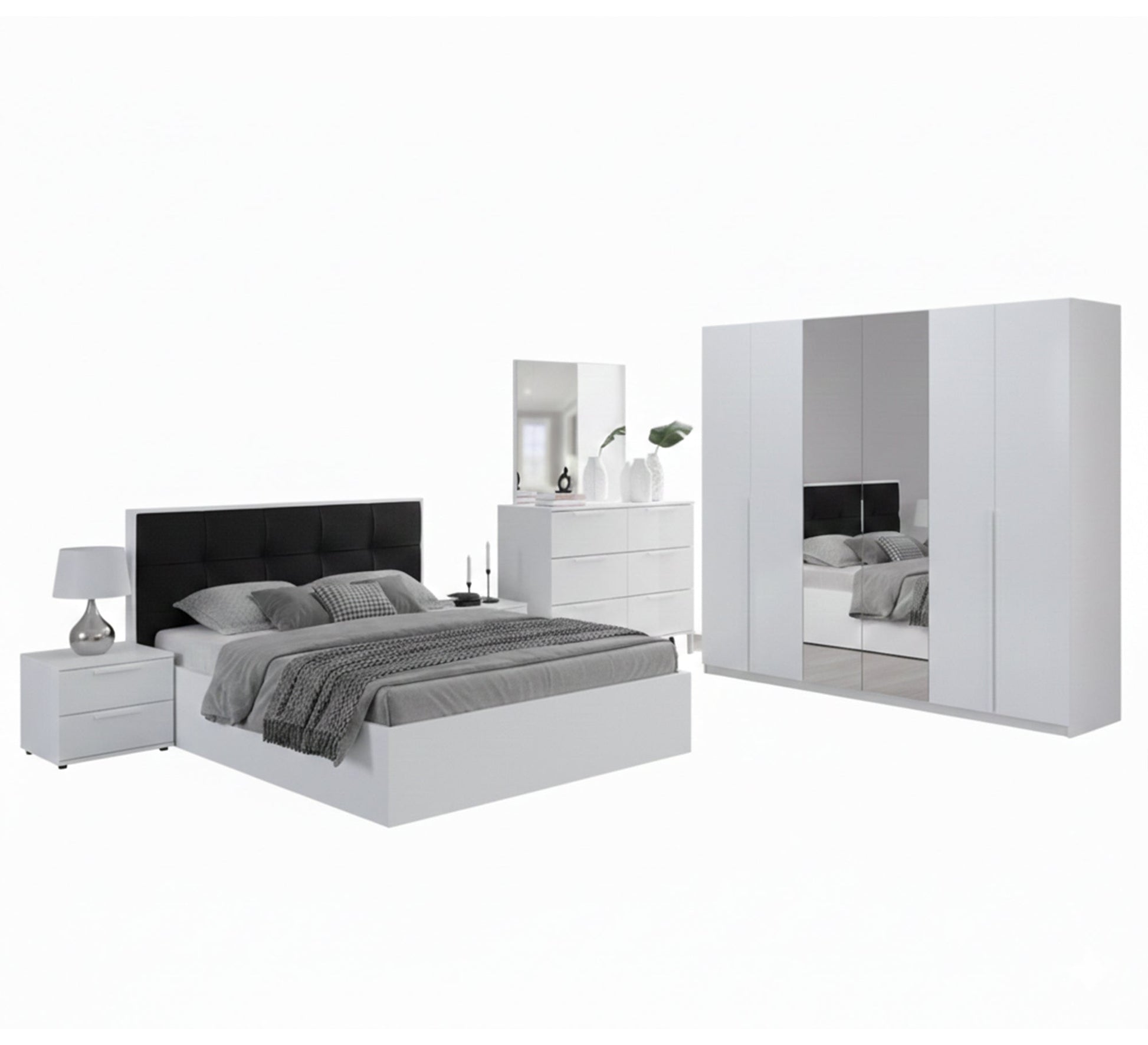 Master bedroom in white - Vitrine Furniture - Bed Sets