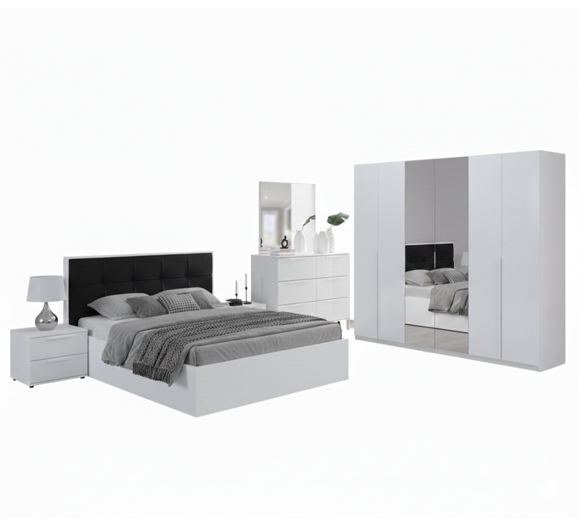 Master bedroom in white - Vitrine Furniture - Bed Sets