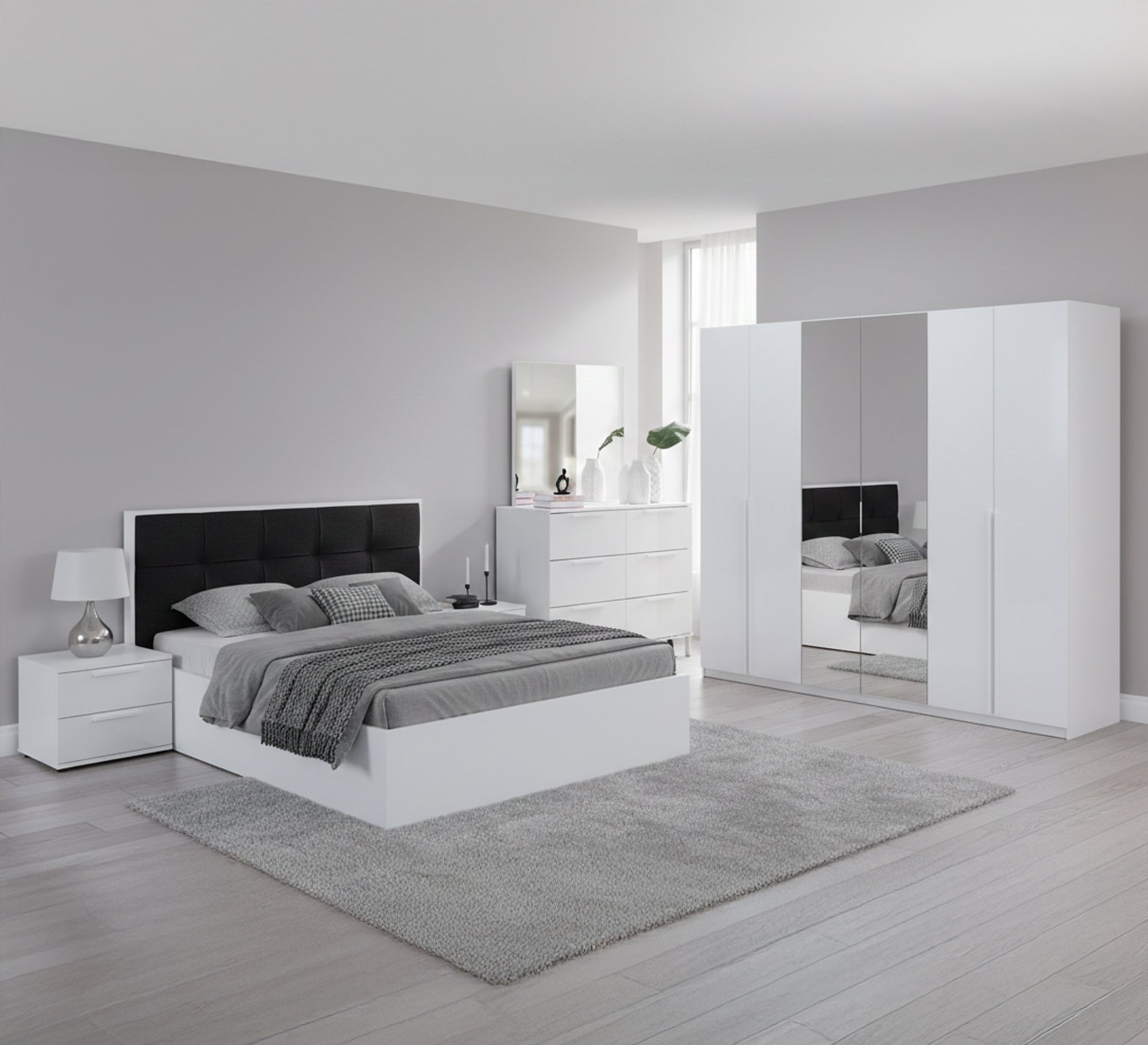 Master bedroom in white - Vitrine Furniture - Bed Sets