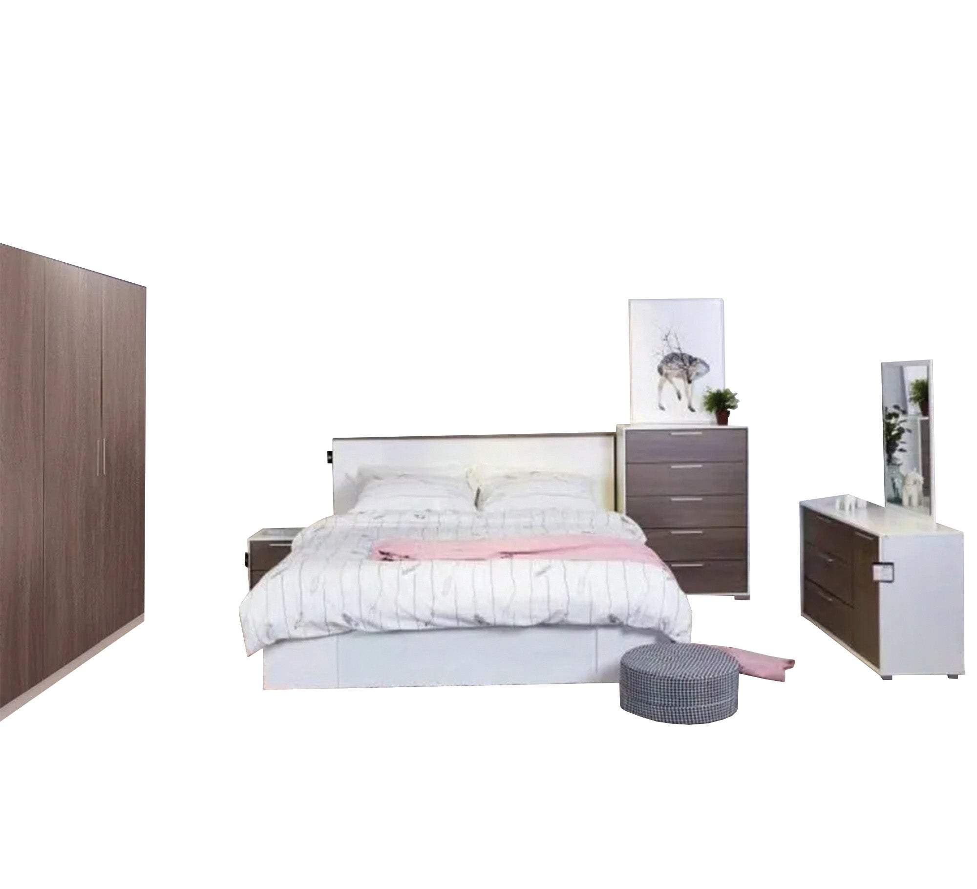 Master bedroom in white * grey - Vitrine Furniture - Bed Sets