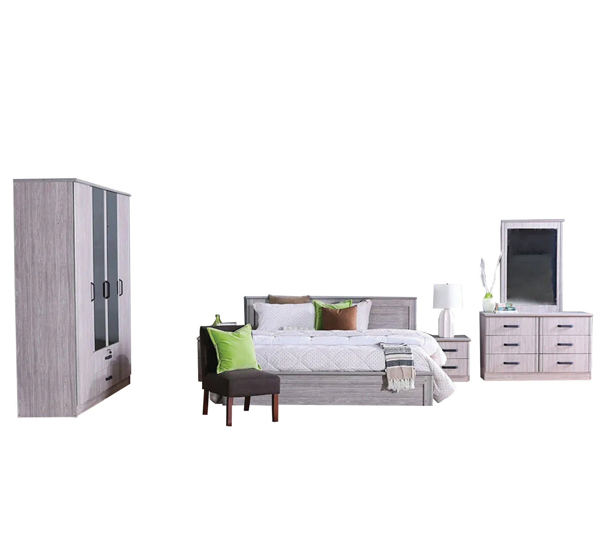 Master bedroom, white wooden - Vitrine Furniture - Bed Sets