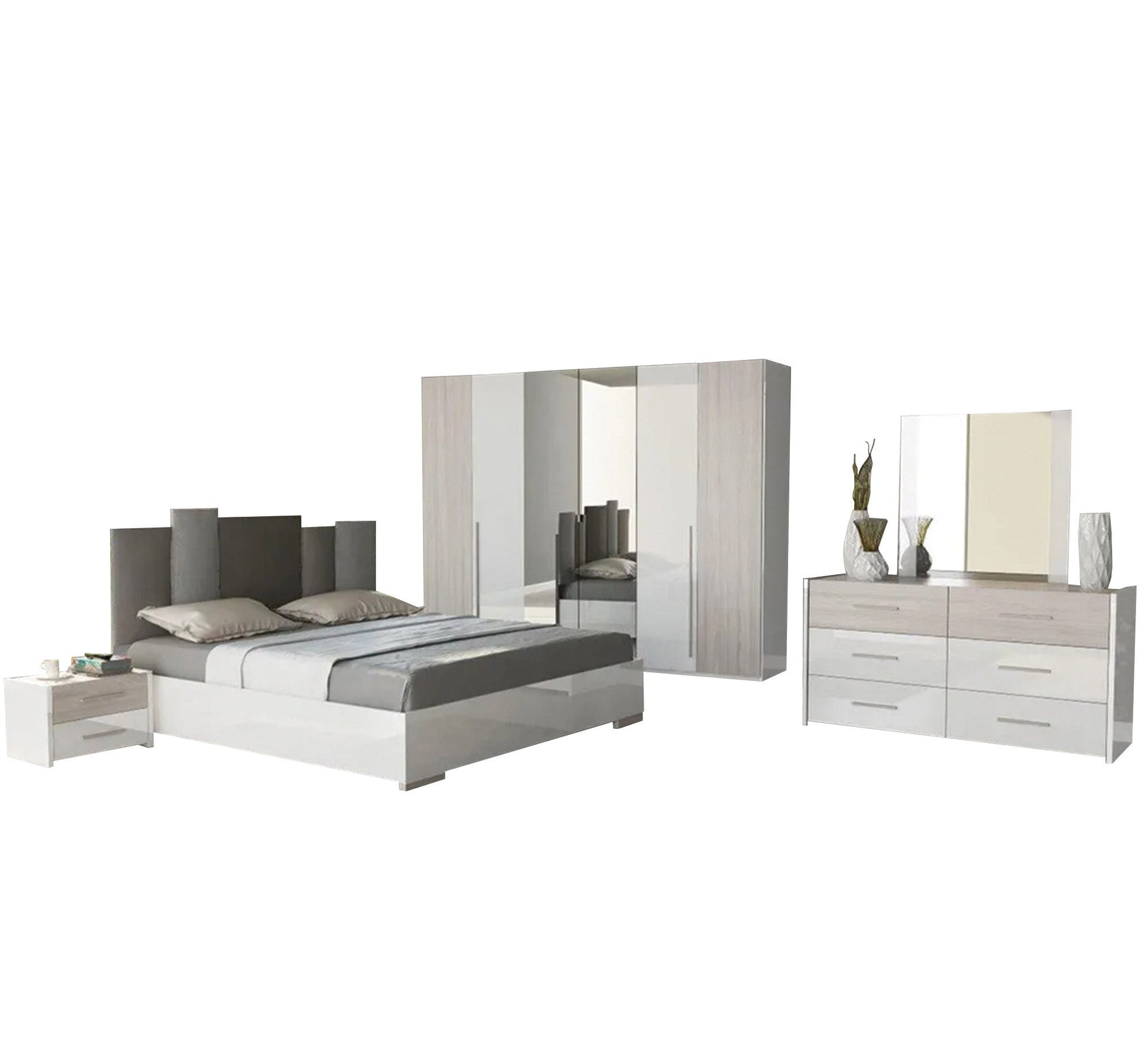 Master bedroom with a distinctive headboard - Vitrine Furniture - Bed Sets