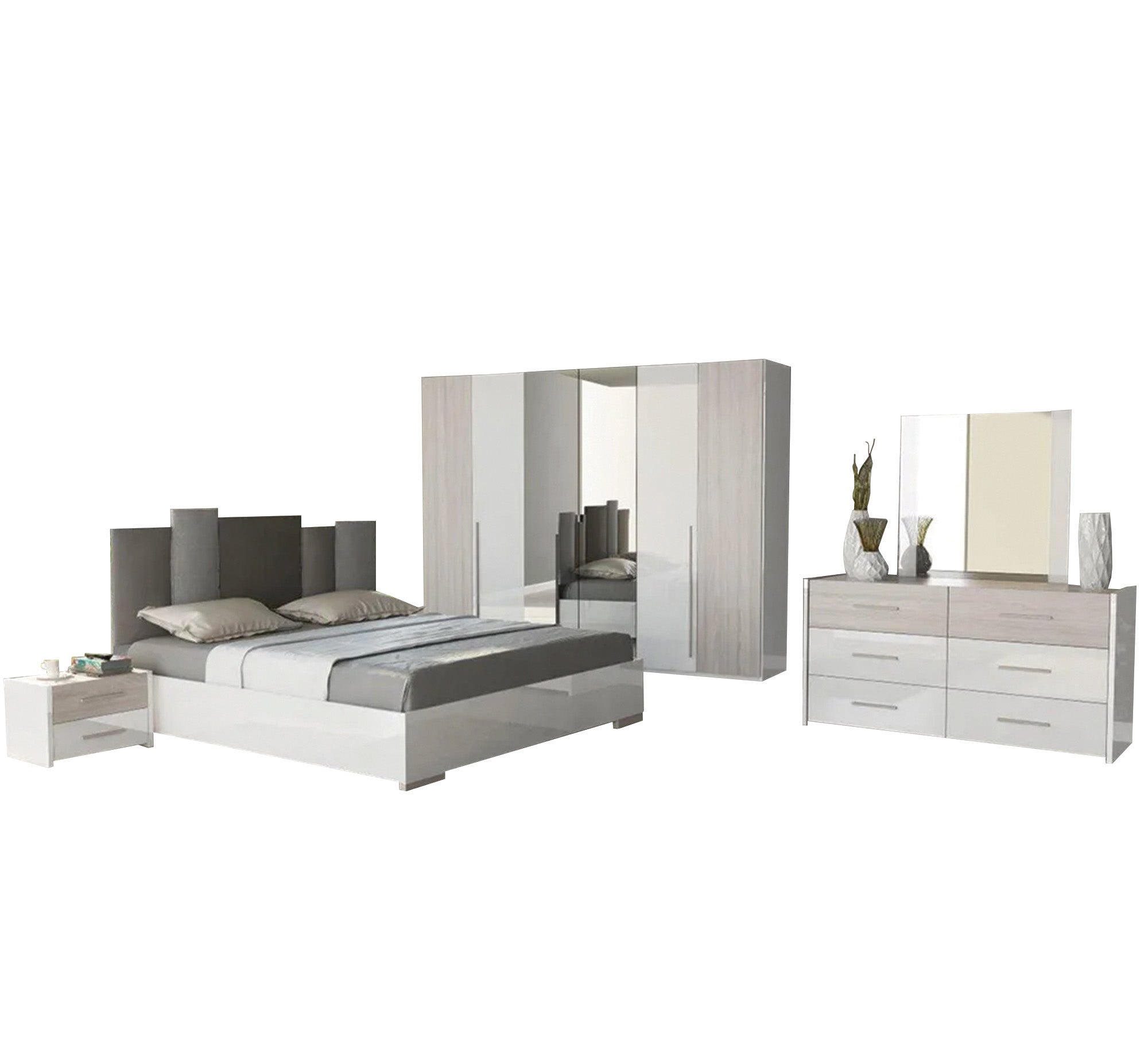 Master bedroom with a distinctive headboard - Vitrine Furniture - Bed Sets