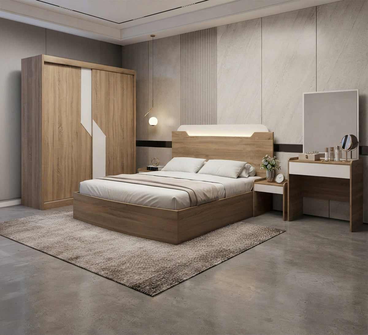 Master bedroom with sliding wardrobe - Vitrine Furniture - Master Bedroom Set