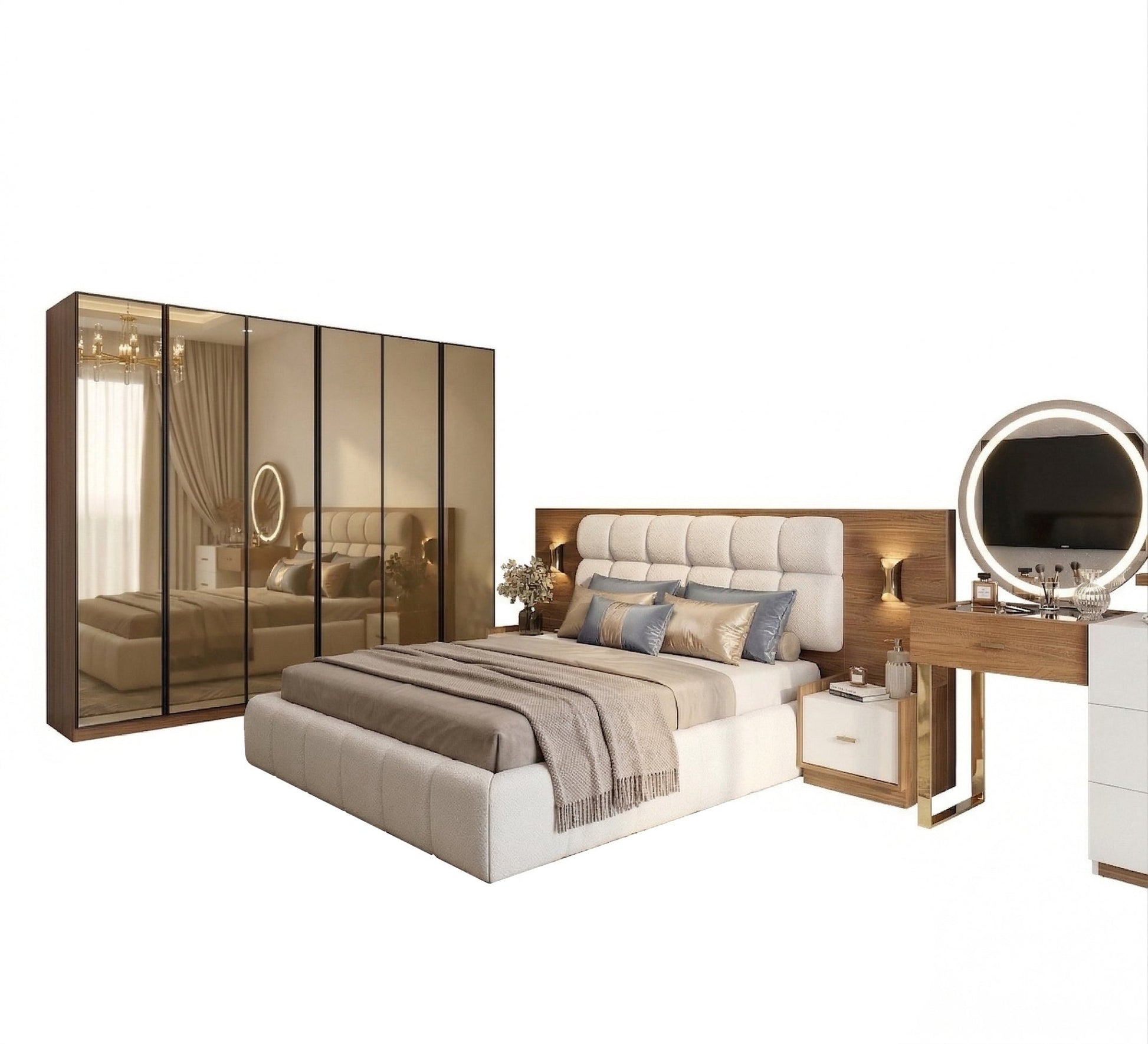 Master bedroom with unique design - Vitrine Furniture - Master Bedroom Set