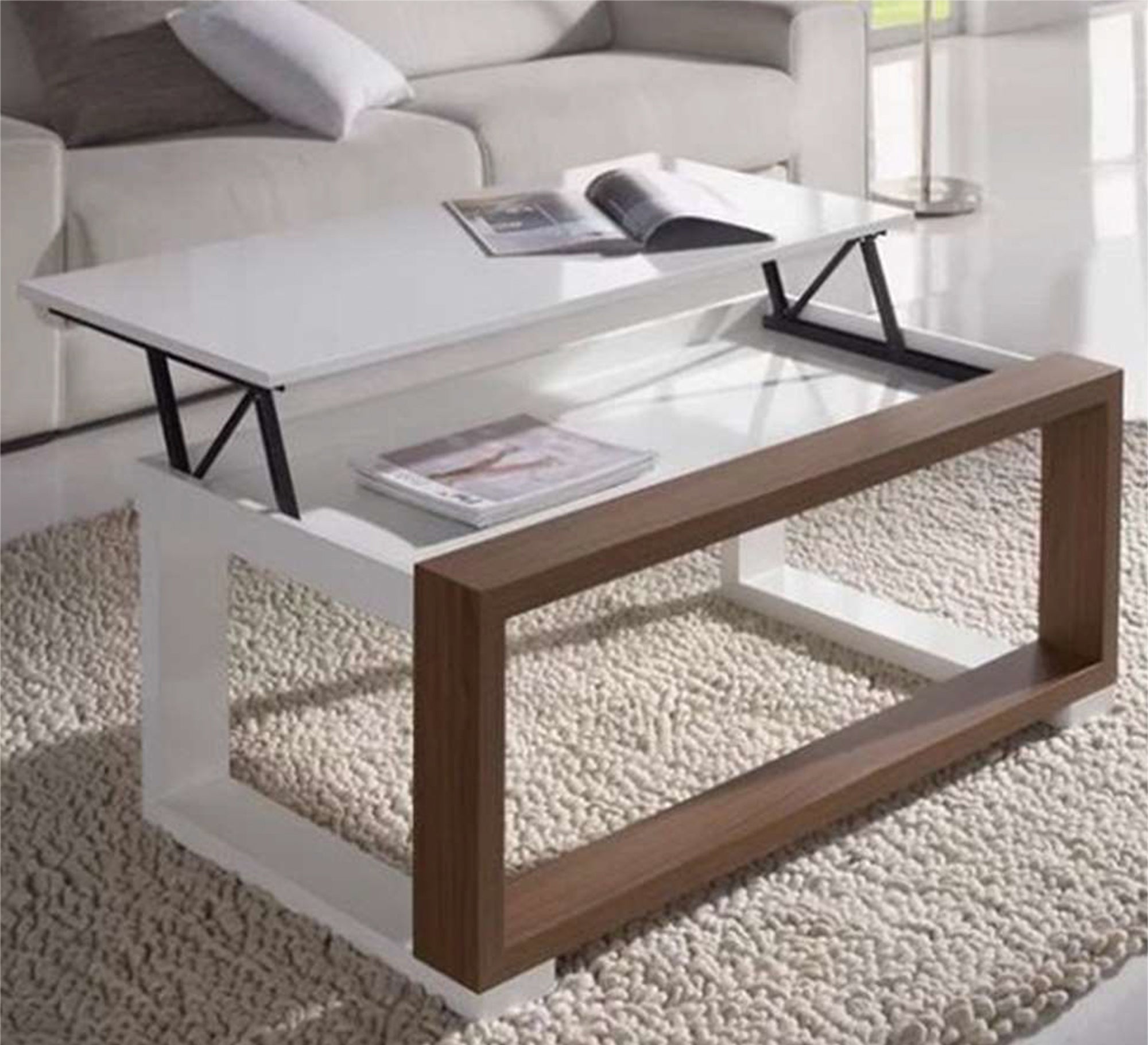 Mechanized table with brown part - Vitrine Furniture - Coffee Tables