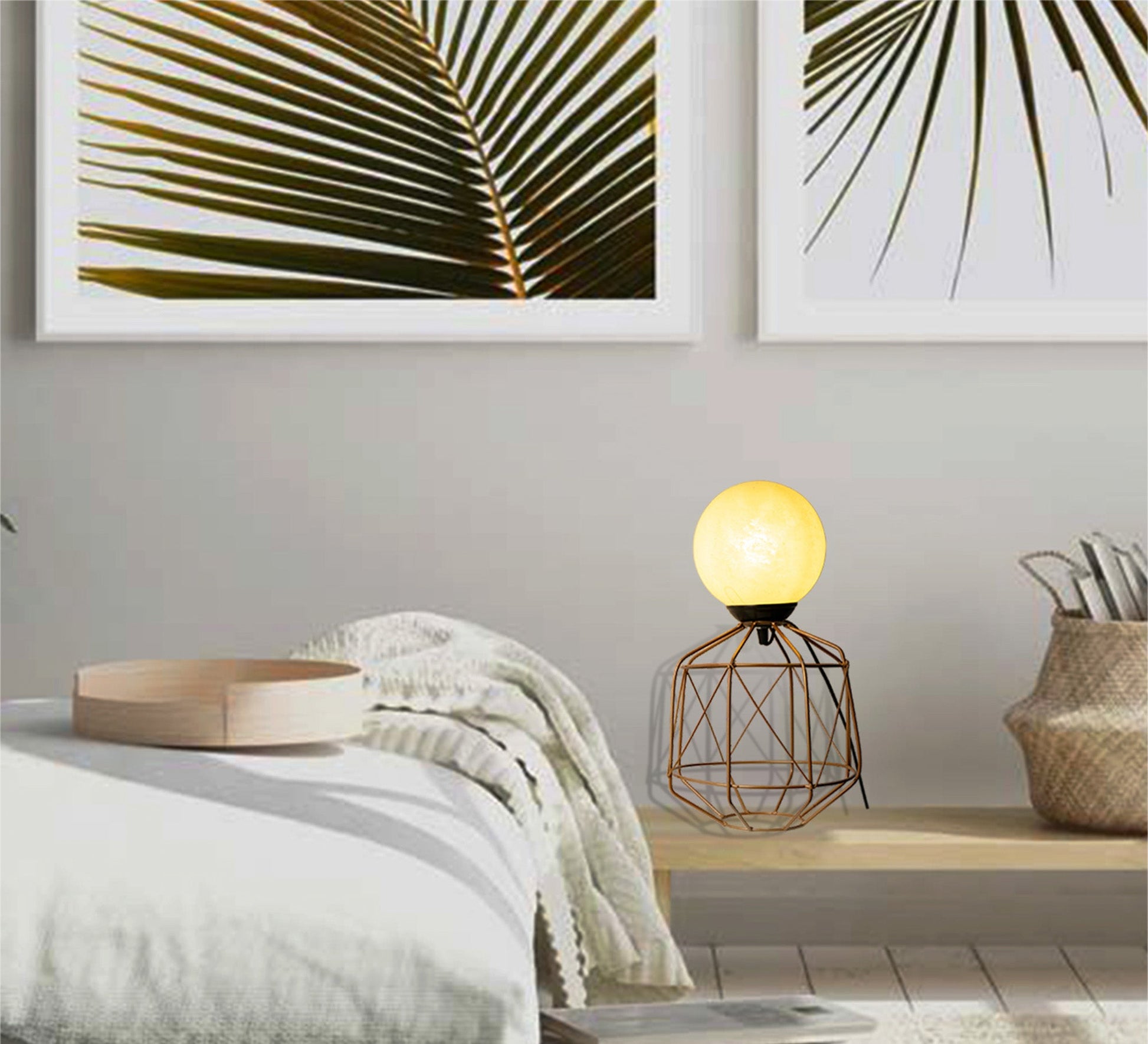 Metal cage lampshade and glass ball - Vitrine Furniture - Lighting