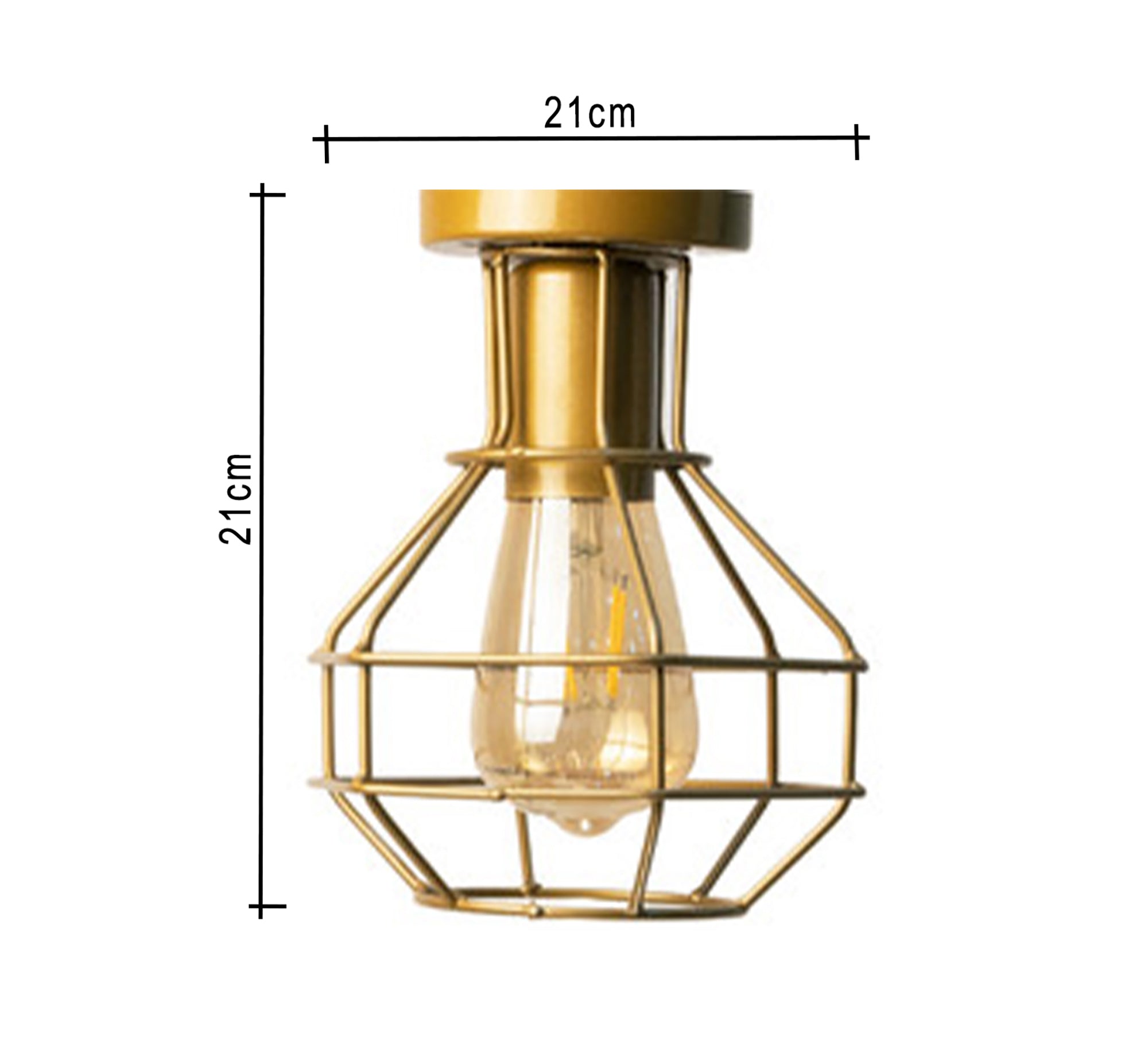 Metal ceiling lamp with hollow cage gold - Vitrine Furniture - Lighting