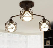 Metal Ceiling Light with Three Metal Cages - Vitrine Furniture - Lighting