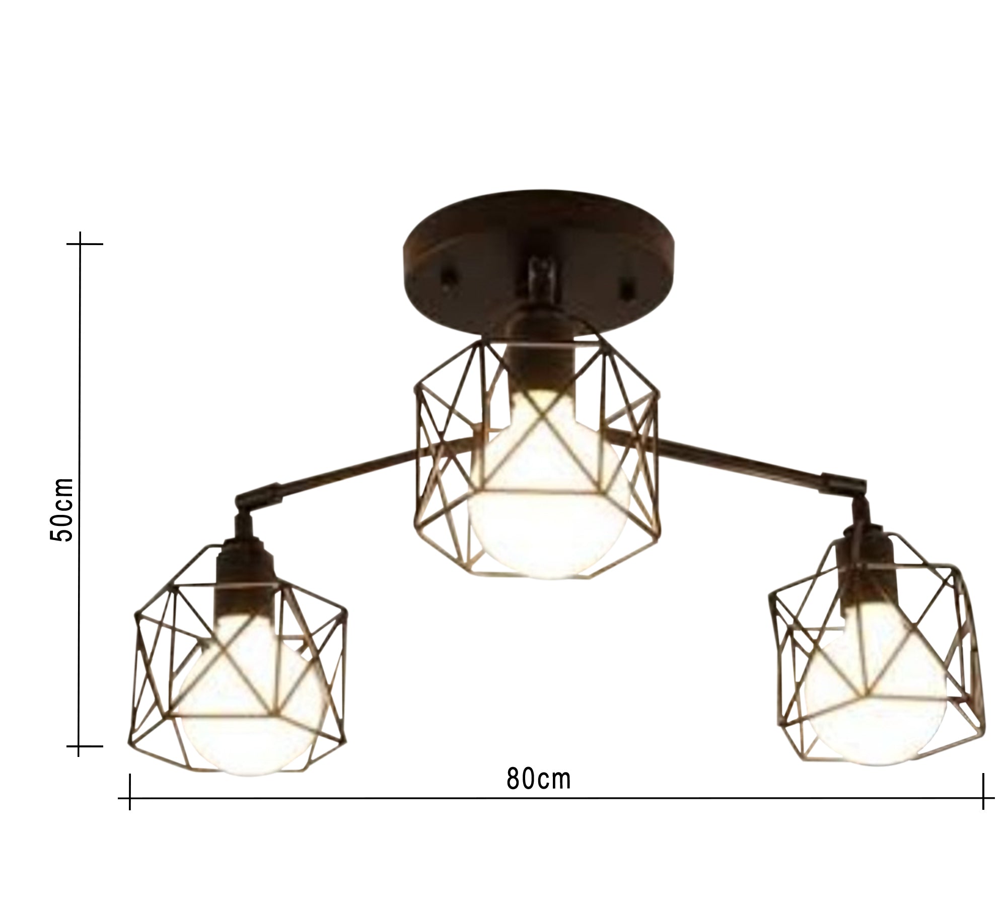 Metal Ceiling Light with Three Metal Cages - Vitrine Furniture - Lighting