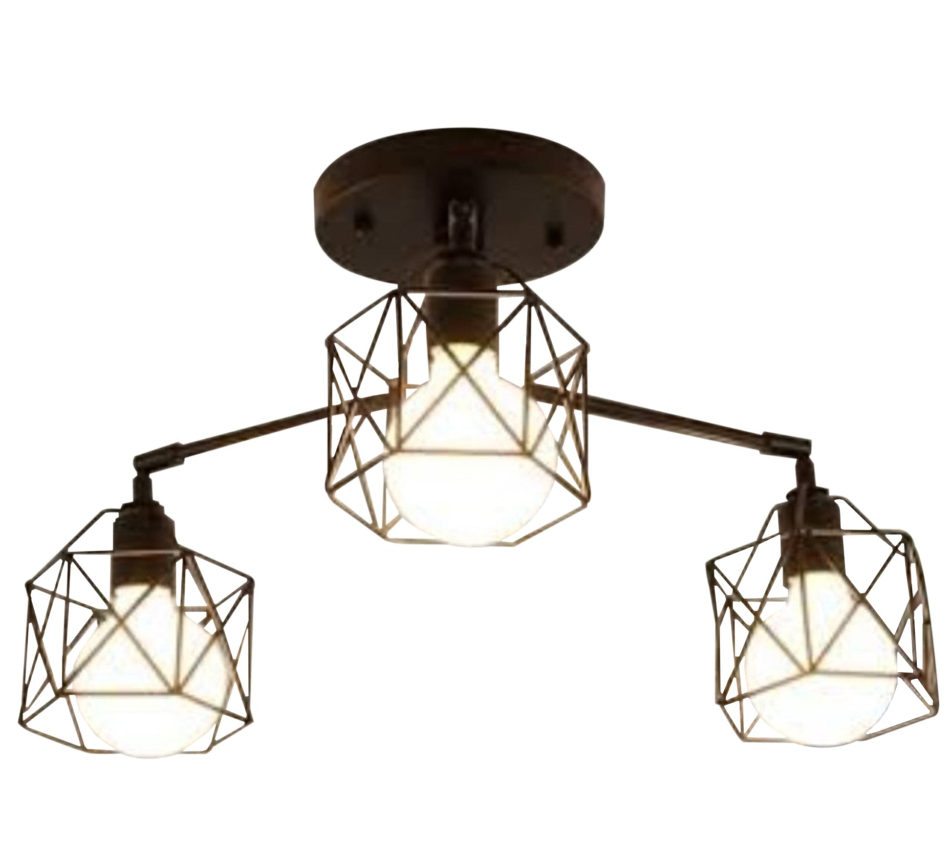 Metal Ceiling Light with Three Metal Cages - Vitrine Furniture - Lighting