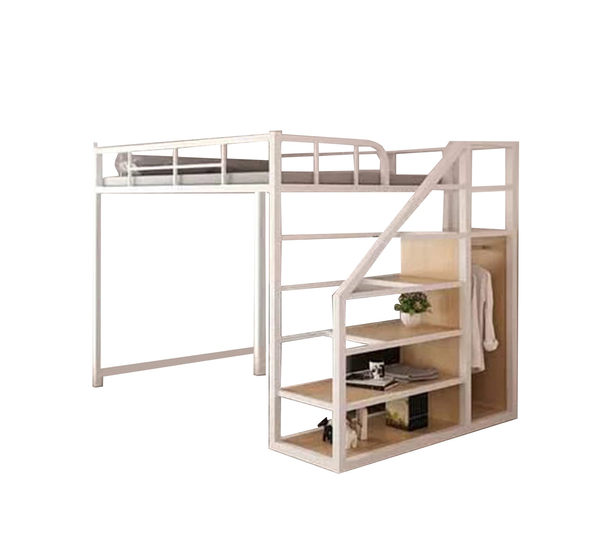 Metal children's bed with Shelves units - Vitrine Furniture - Beds