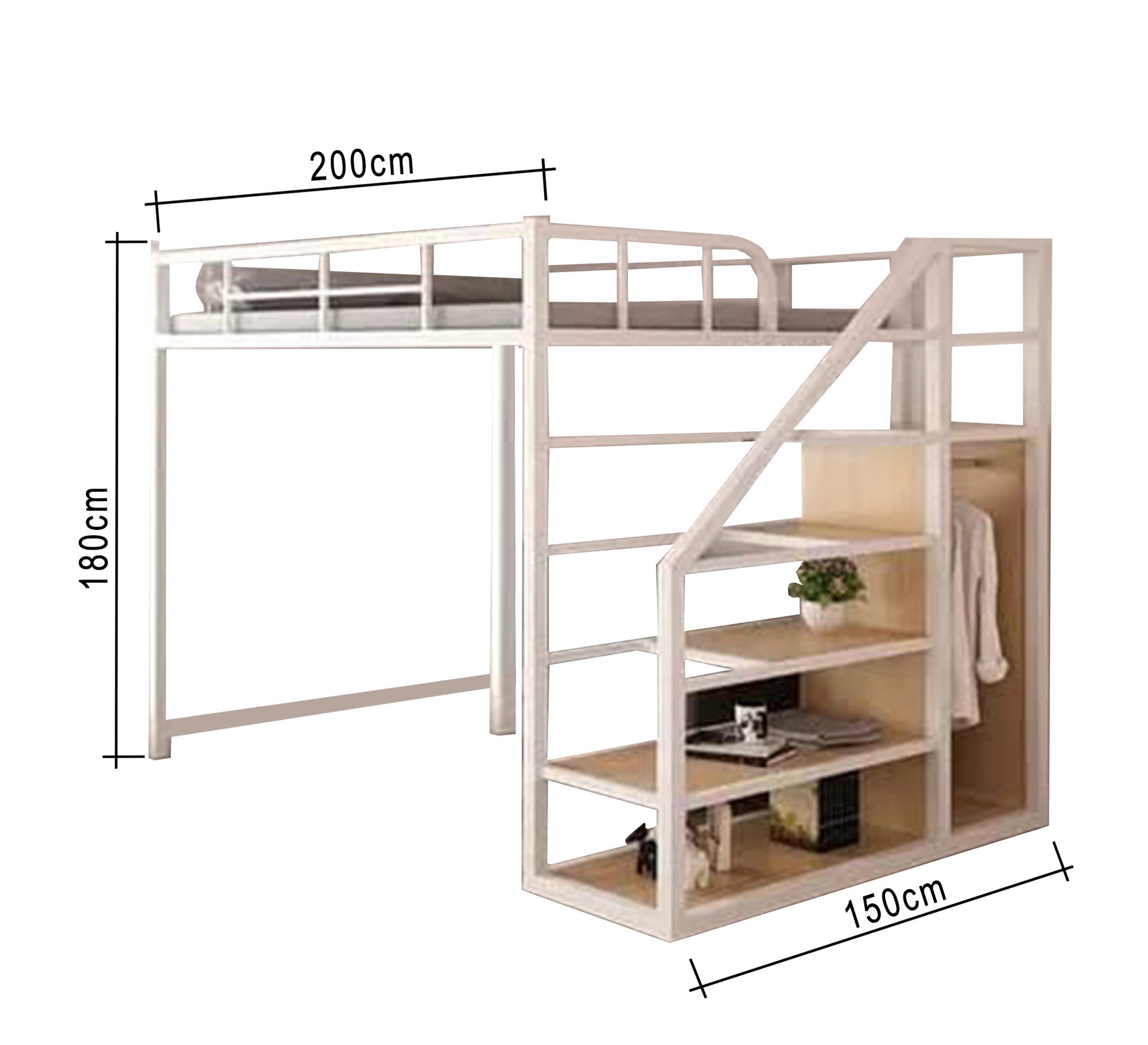 Metal children's bed with Shelves units - Vitrine Furniture - Beds
