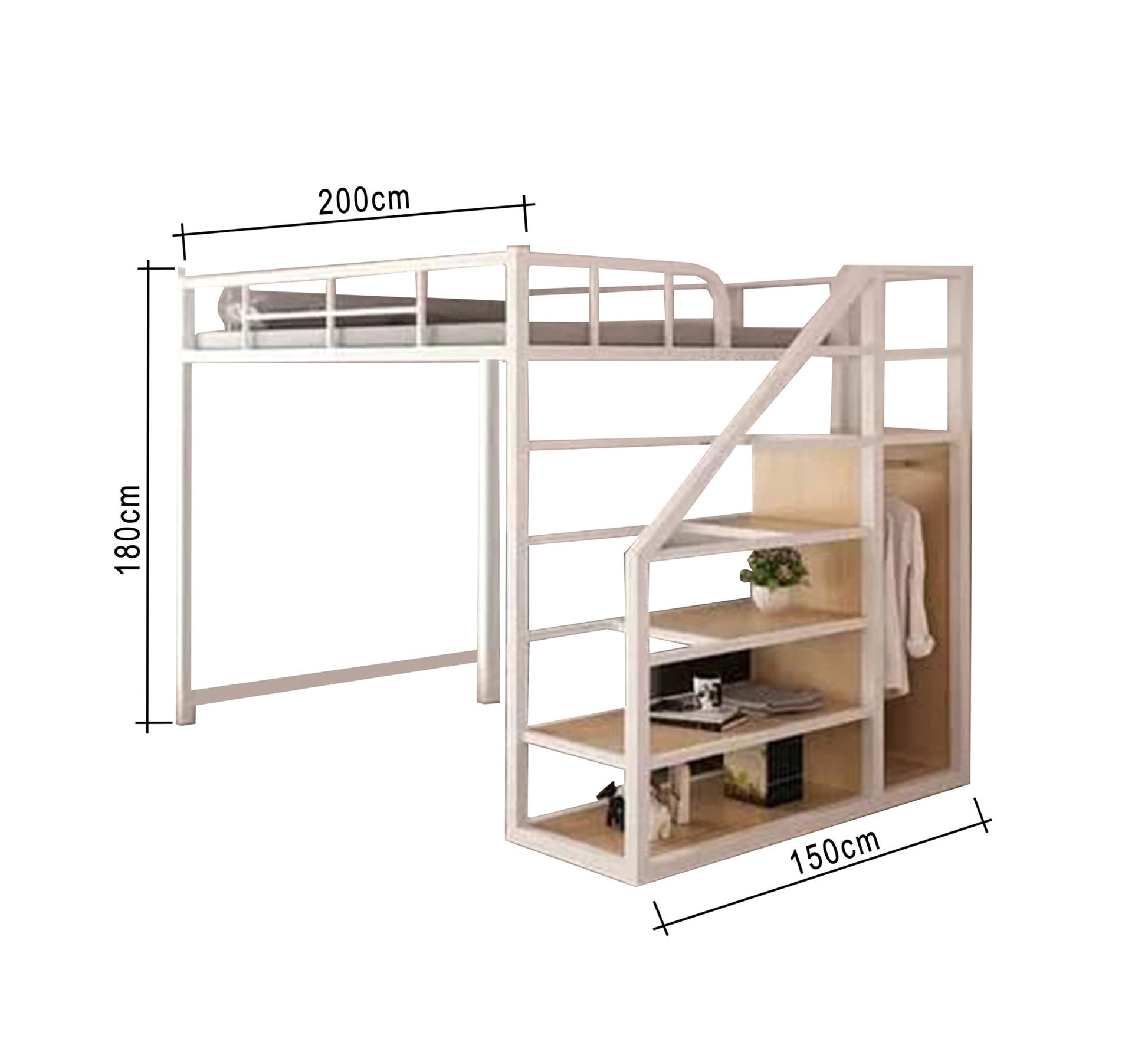 Metal children's bed with Shelves units - Vitrine Furniture - Beds
