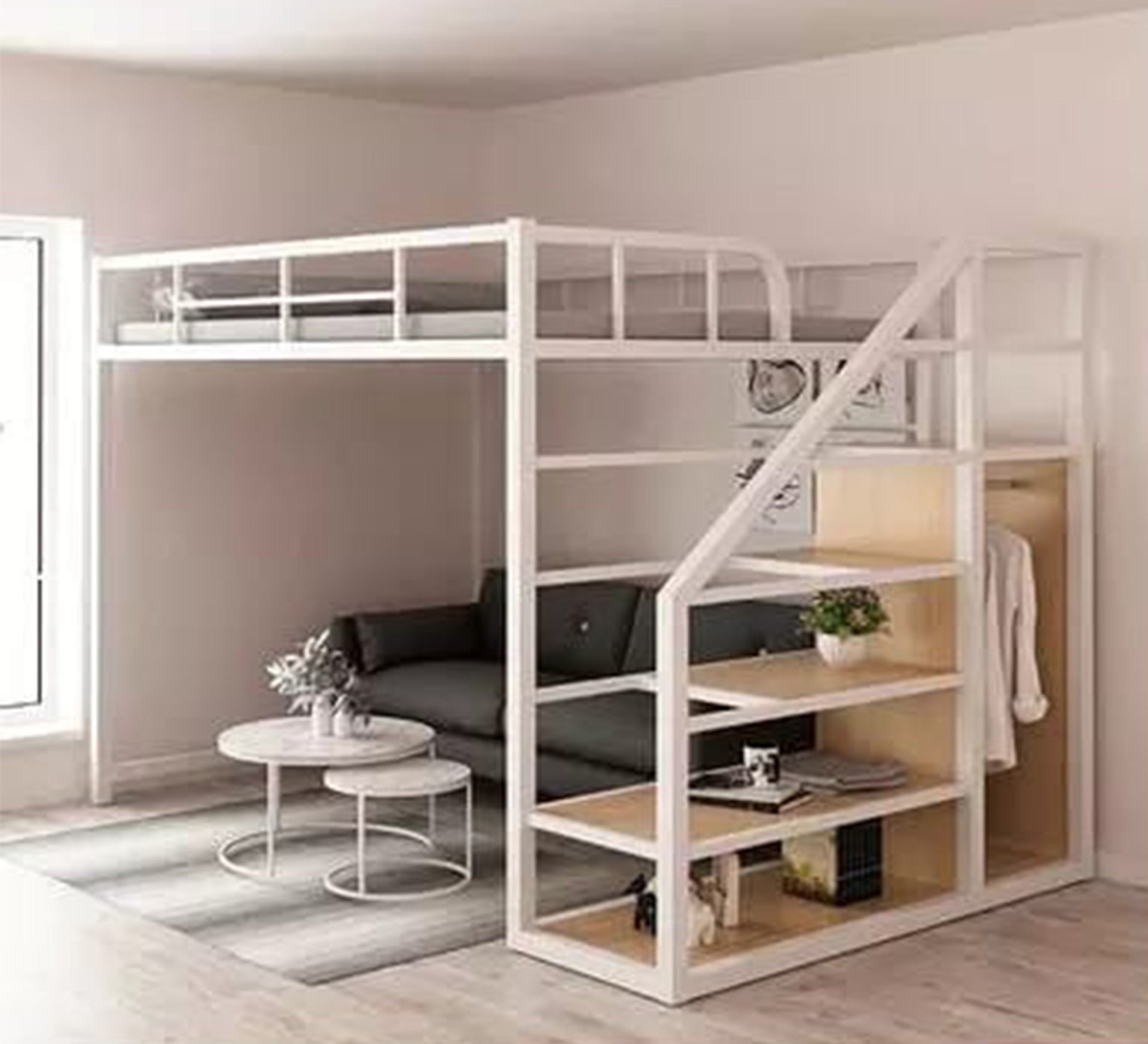 Metal children's bed with Shelves units - Vitrine Furniture - Beds