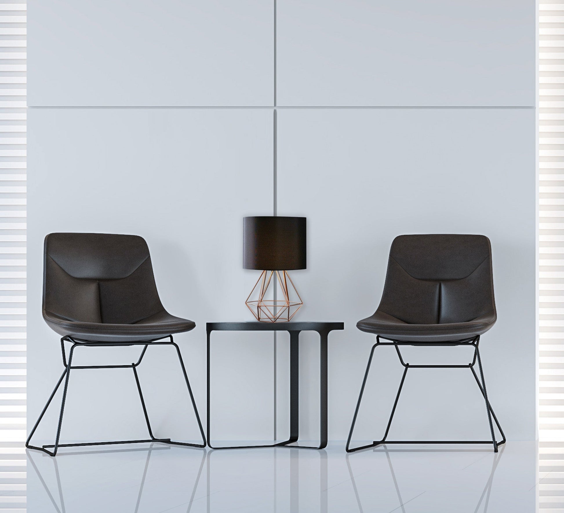 Metal lampshade with black shade and brown base - Vitrine Furniture - Lighting