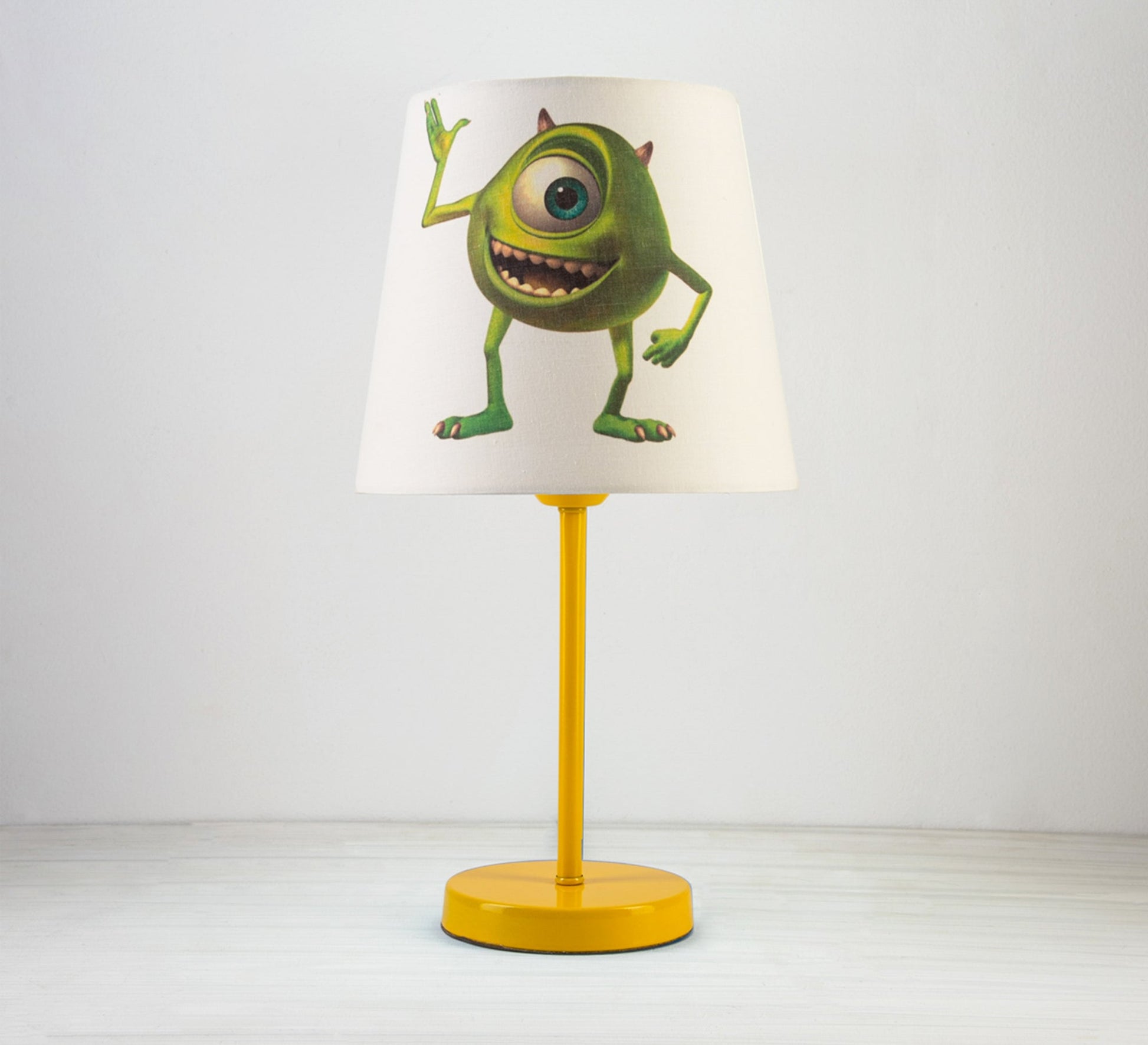 Mike Wazowski Lamp: A Green Companion for the Nursery with a Gold Base - Vitrine Furniture - Lighting