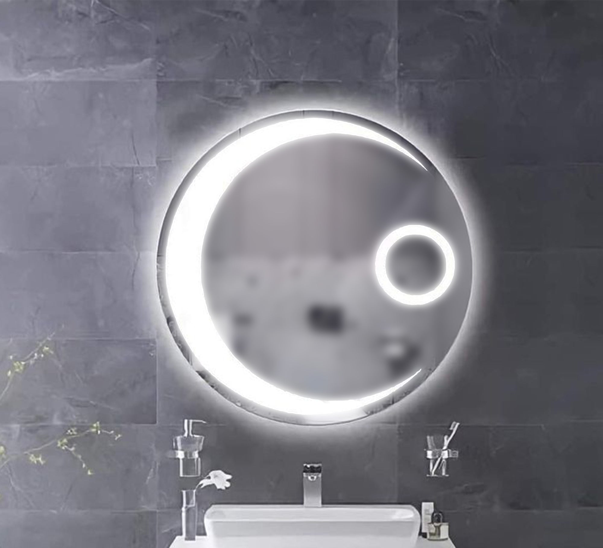 Mirror with a crescent moon - shaped illuminated part - Vitrine Furniture - Décor