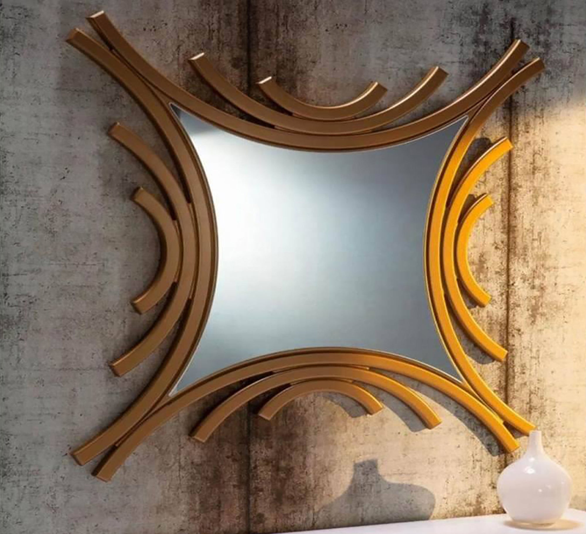 Mirror with a wooden frame in half circles - Vitrine Furniture - Décor