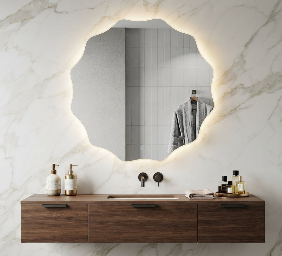 Mirror with wavy edges and backlighting - Vitrine Furniture - Mirrors