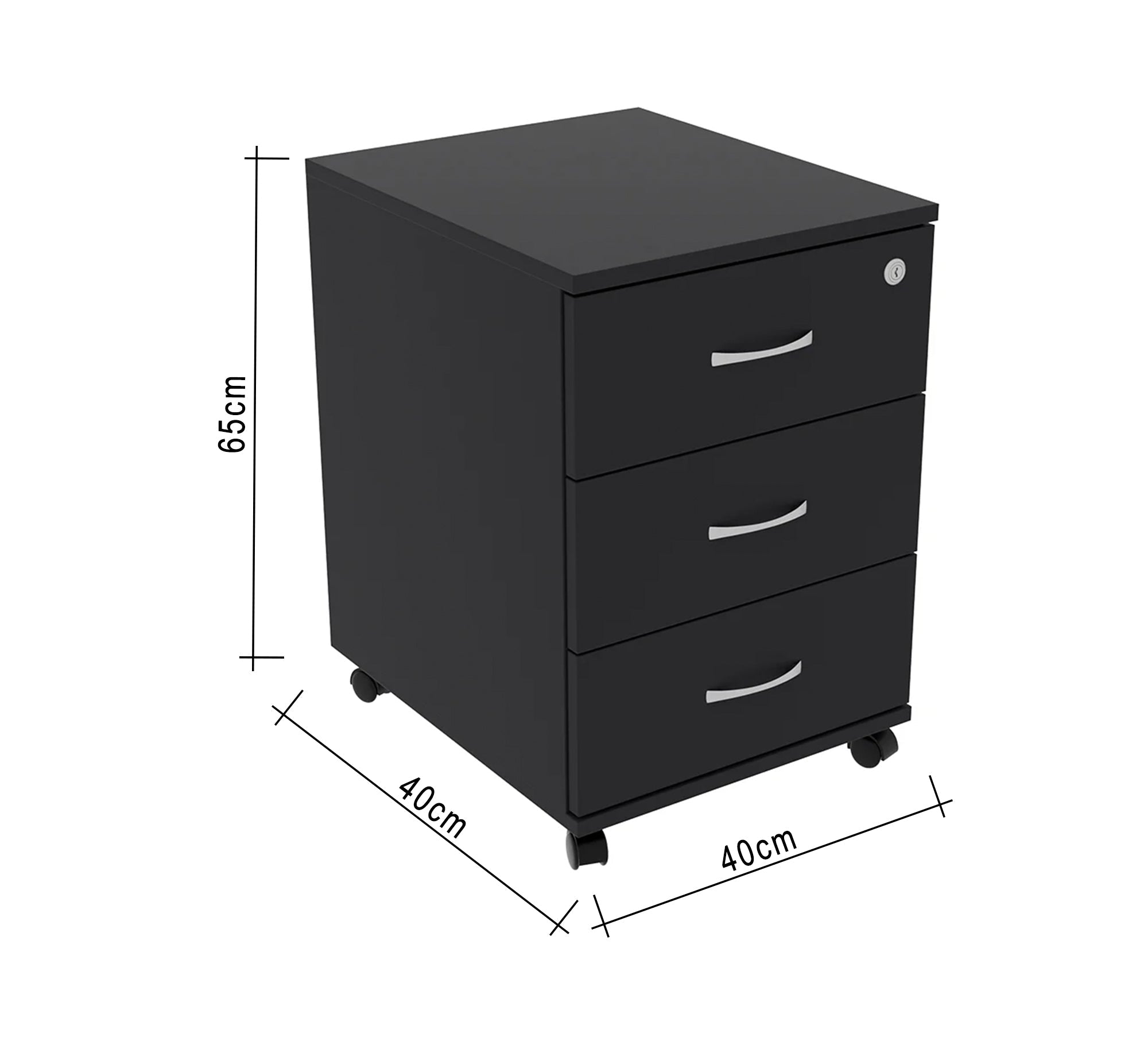 Mobile nightstand with 3 drawers and lock - Vitrine Furniture - Furniture