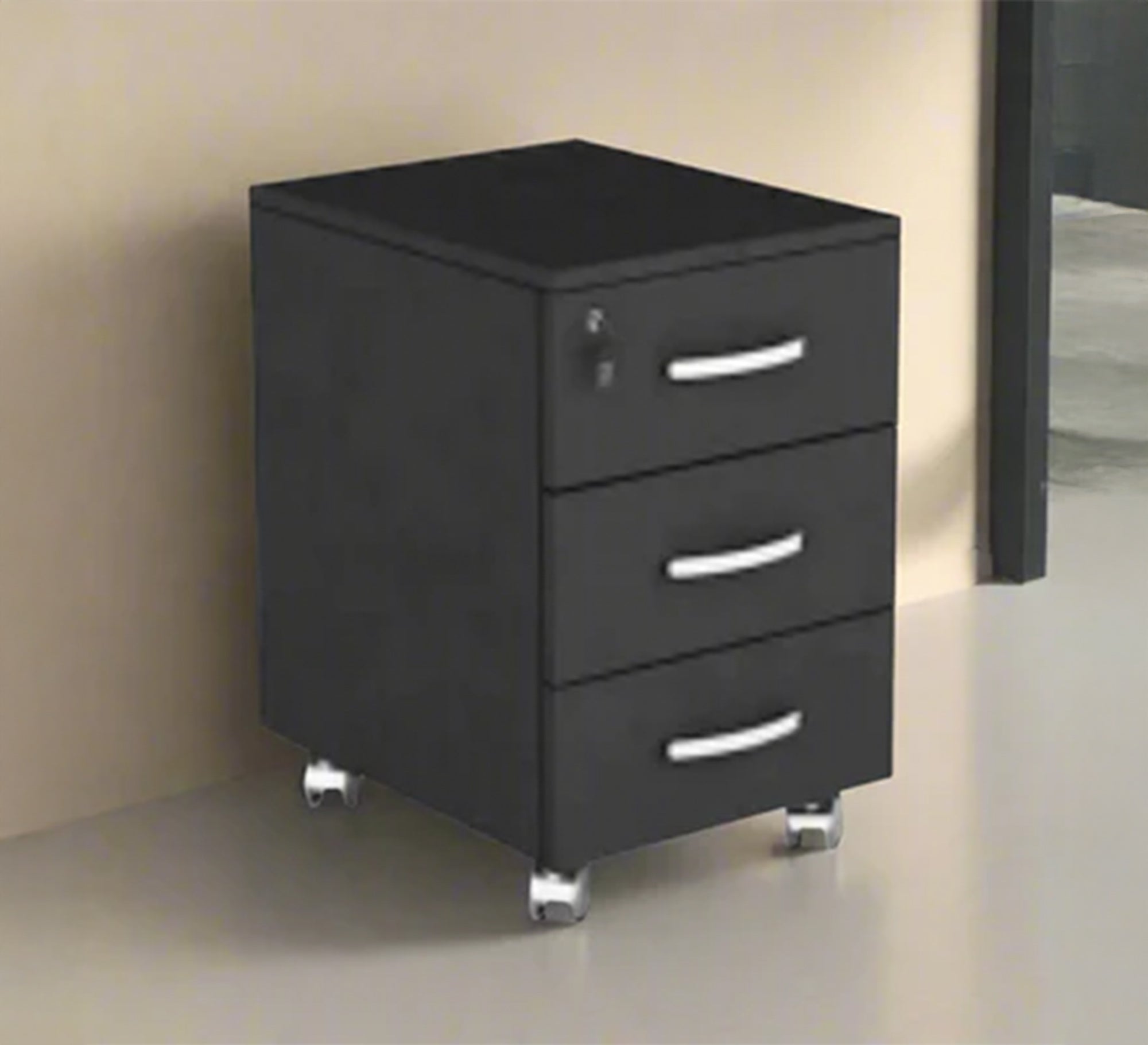 Mobile nightstand with 3 drawers and lock - Vitrine Furniture - Furniture