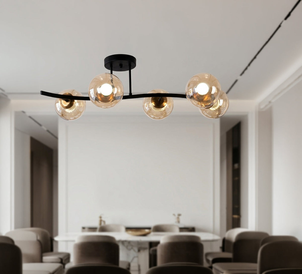 Modern 5-sphere ceiling chandelier - Vitrine Furniture - Ceiling lights