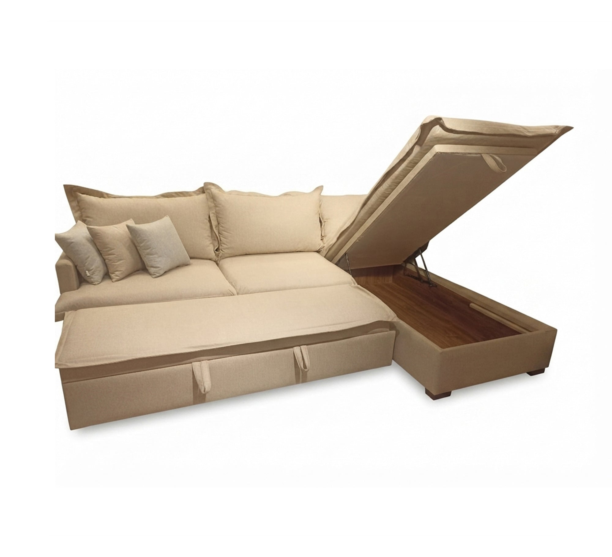 Modern and comfortable beige corner sofa - Vitrine Furniture - L-shape sofa set