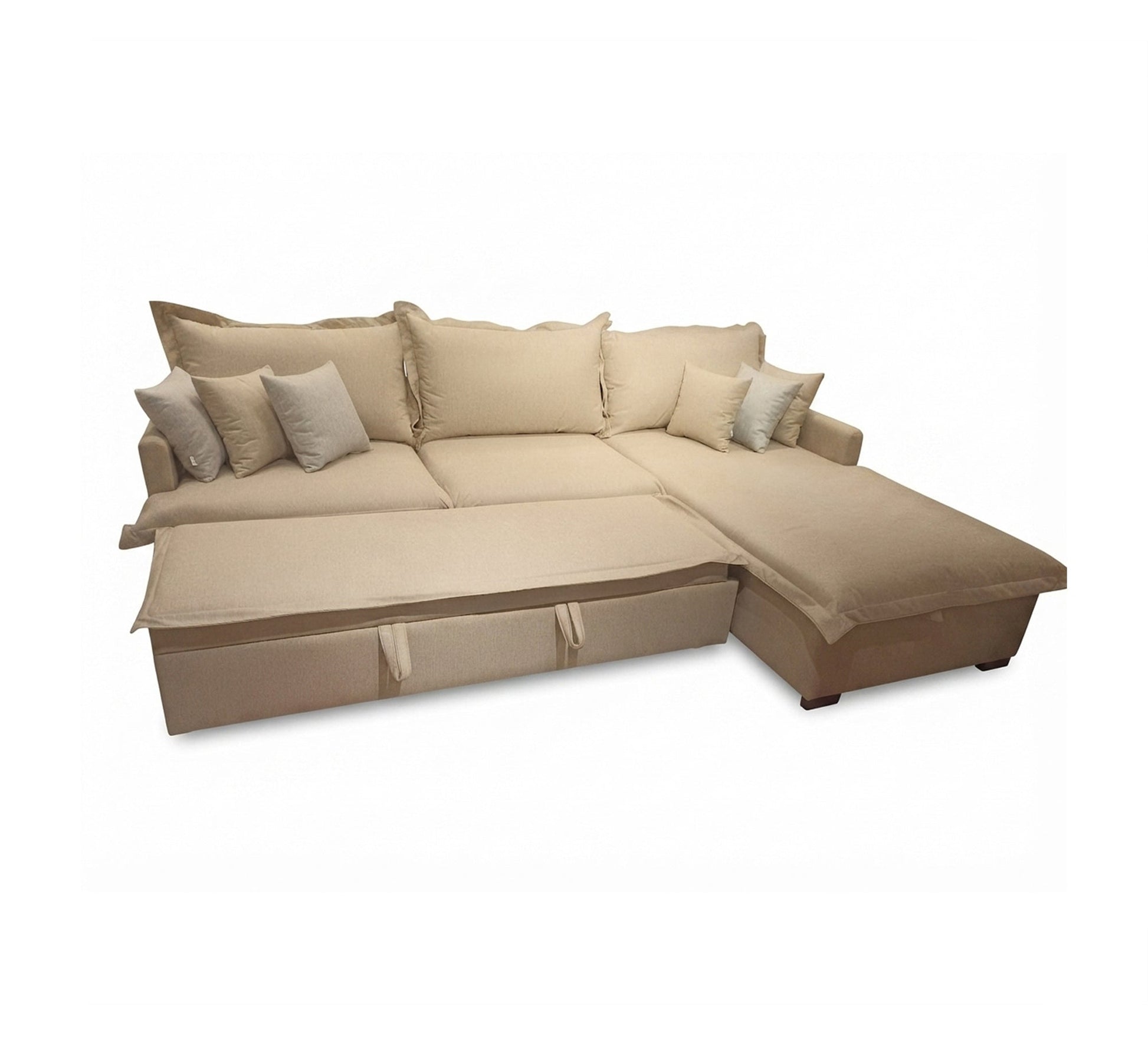 Modern and comfortable beige corner sofa - Vitrine Furniture - L-shape sofa set