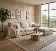Modern and comfortable beige corner sofa - Vitrine Furniture - L-shape sofa set