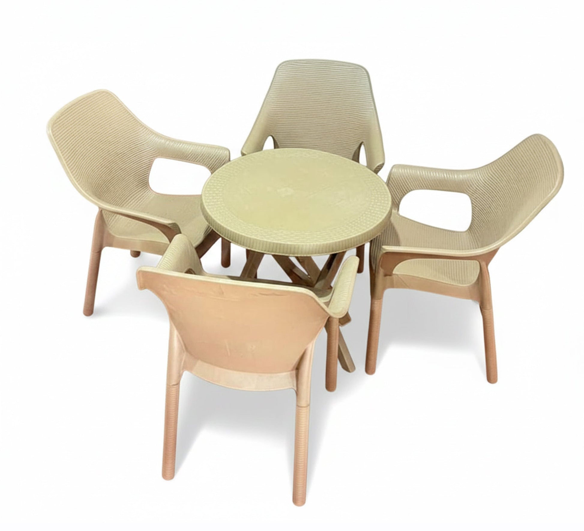 Modern and comfortable round outdoor seating set in muted colors - Vitrine Furniture - Outdoor Products