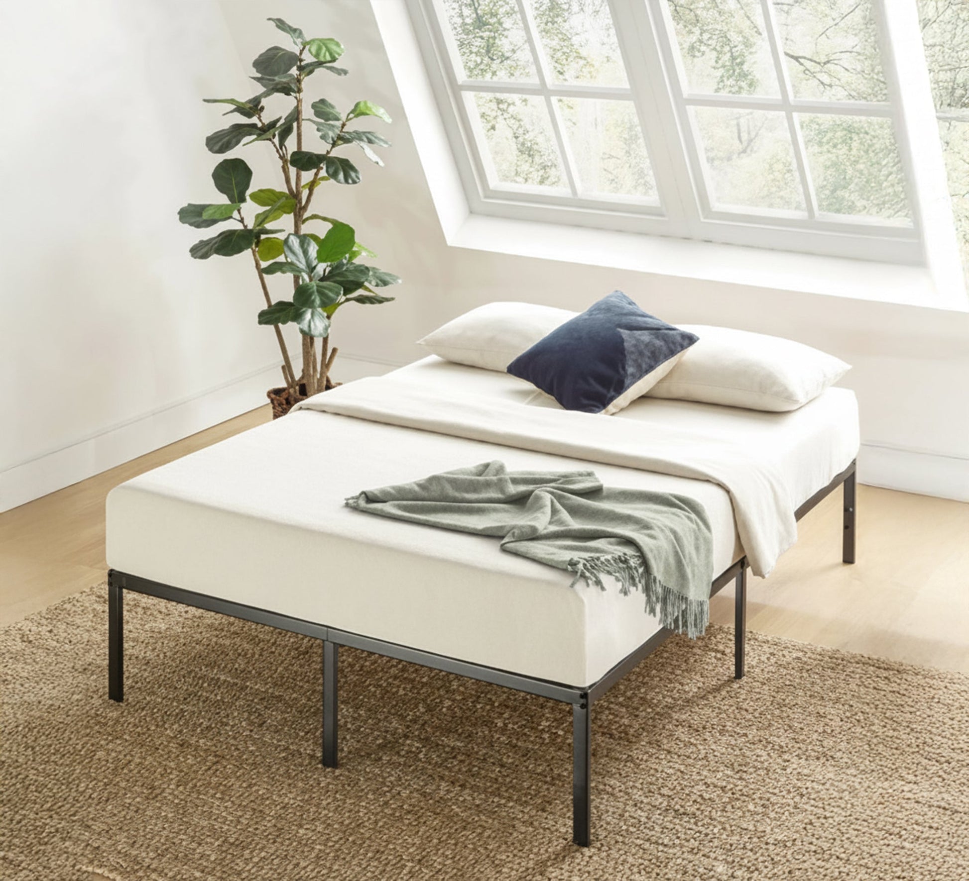 Modern bed with a matte black frame - Vitrine Furniture - Furniture