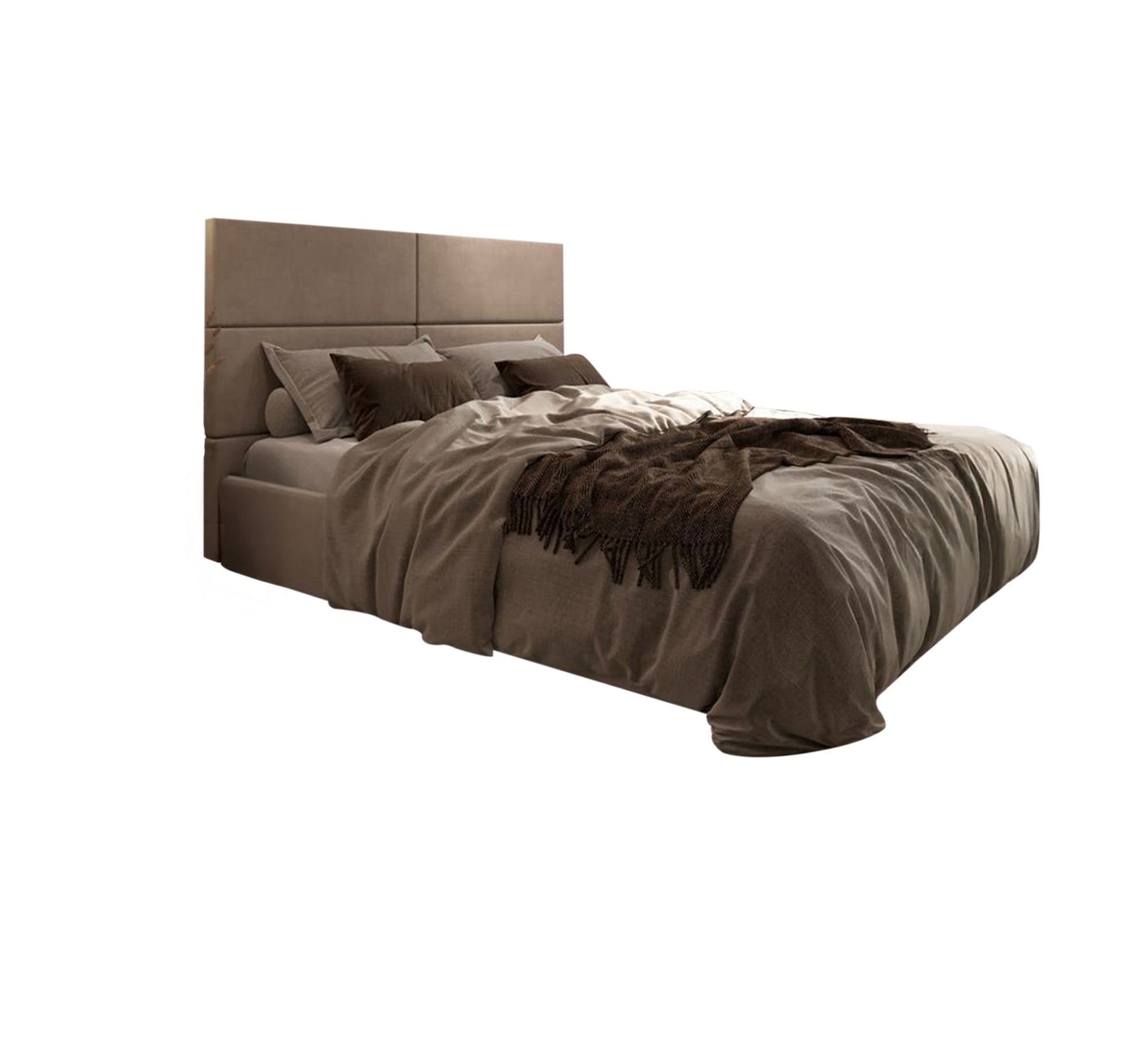 Modern bed with an elegant gray headboard - Vitrine Furniture - Furniture