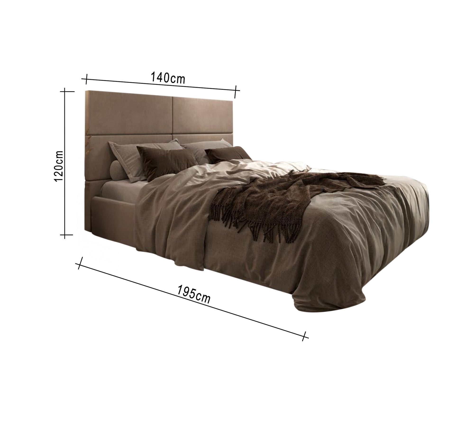 Modern bed with an elegant gray headboard - Vitrine Furniture - Furniture