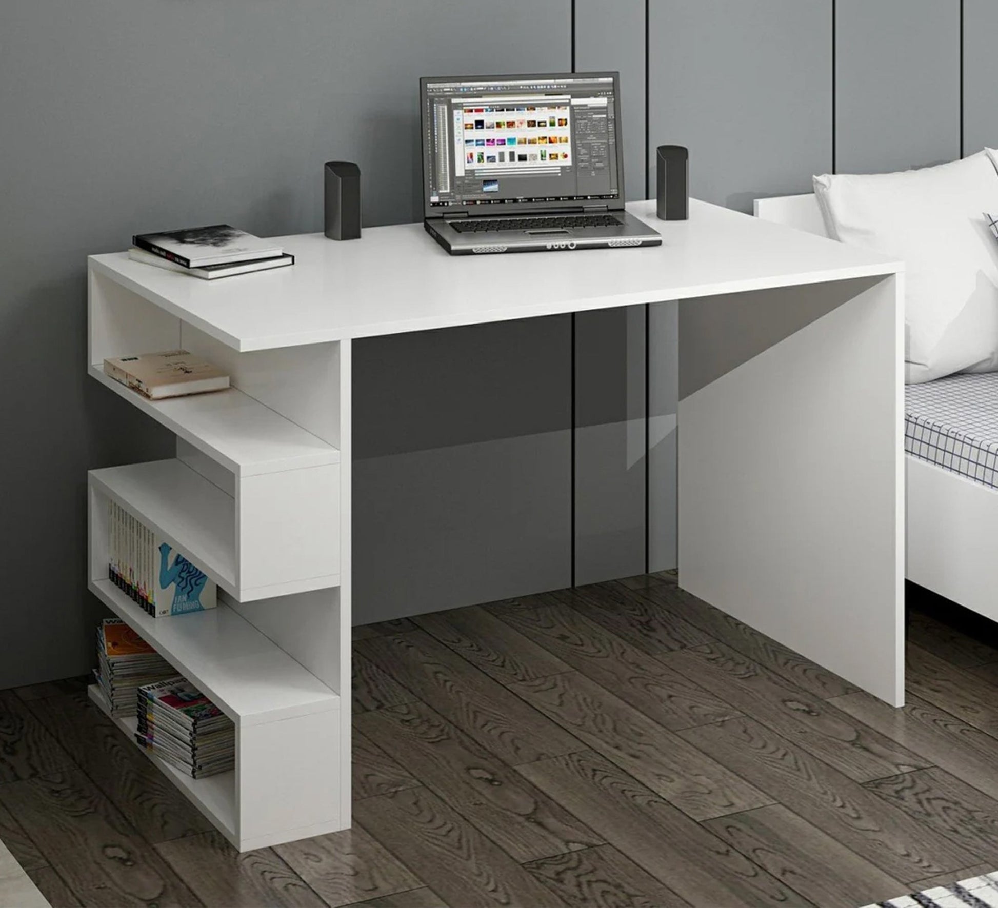 Modern bedroom in white and gray - Vitrine Furniture - Furniture